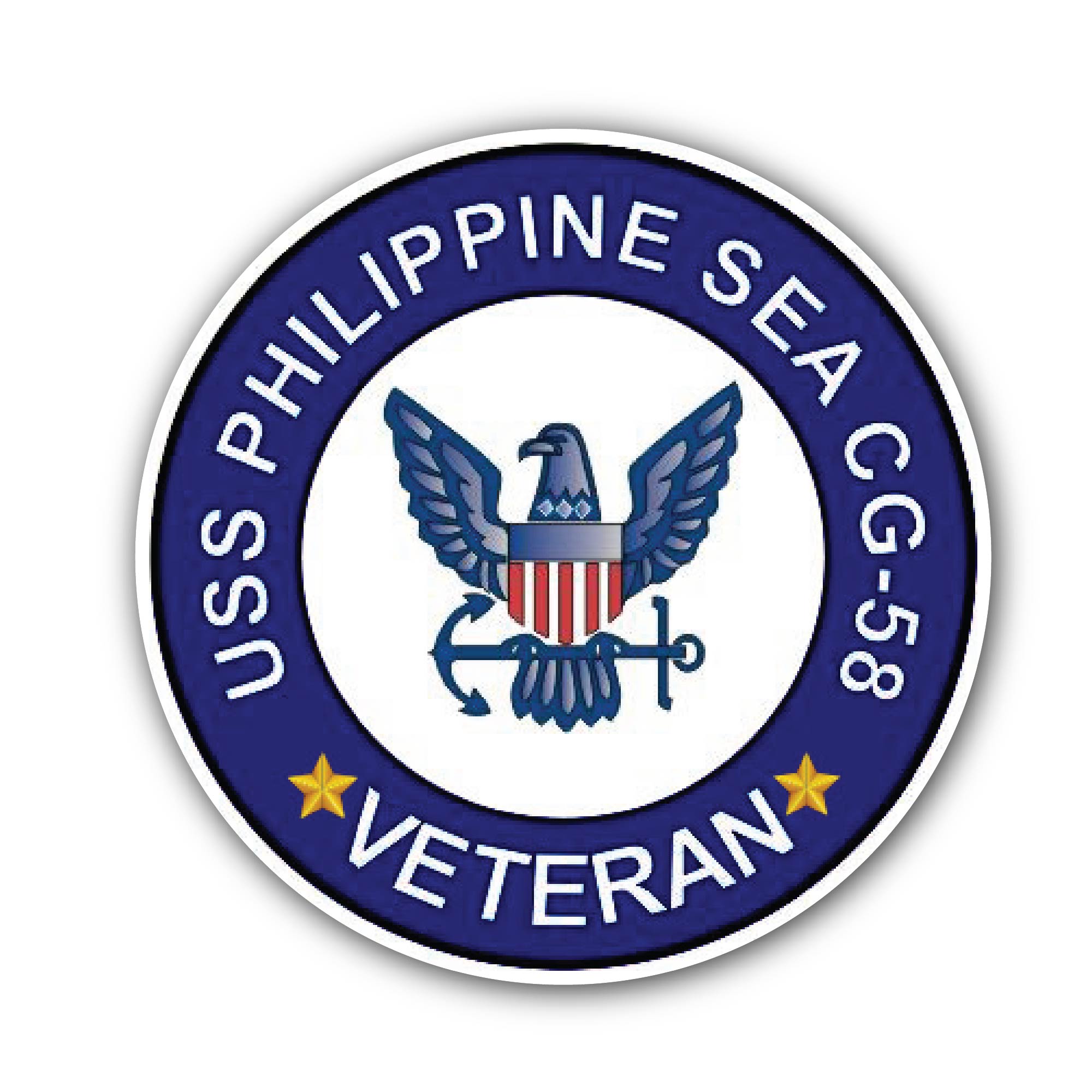 USS Philippine Sea CG-58 Veteran Sticker, Waterproof Vinyl Decal Sticker Indoor Or Outdoor 2 (Pieces) 3" and 5"