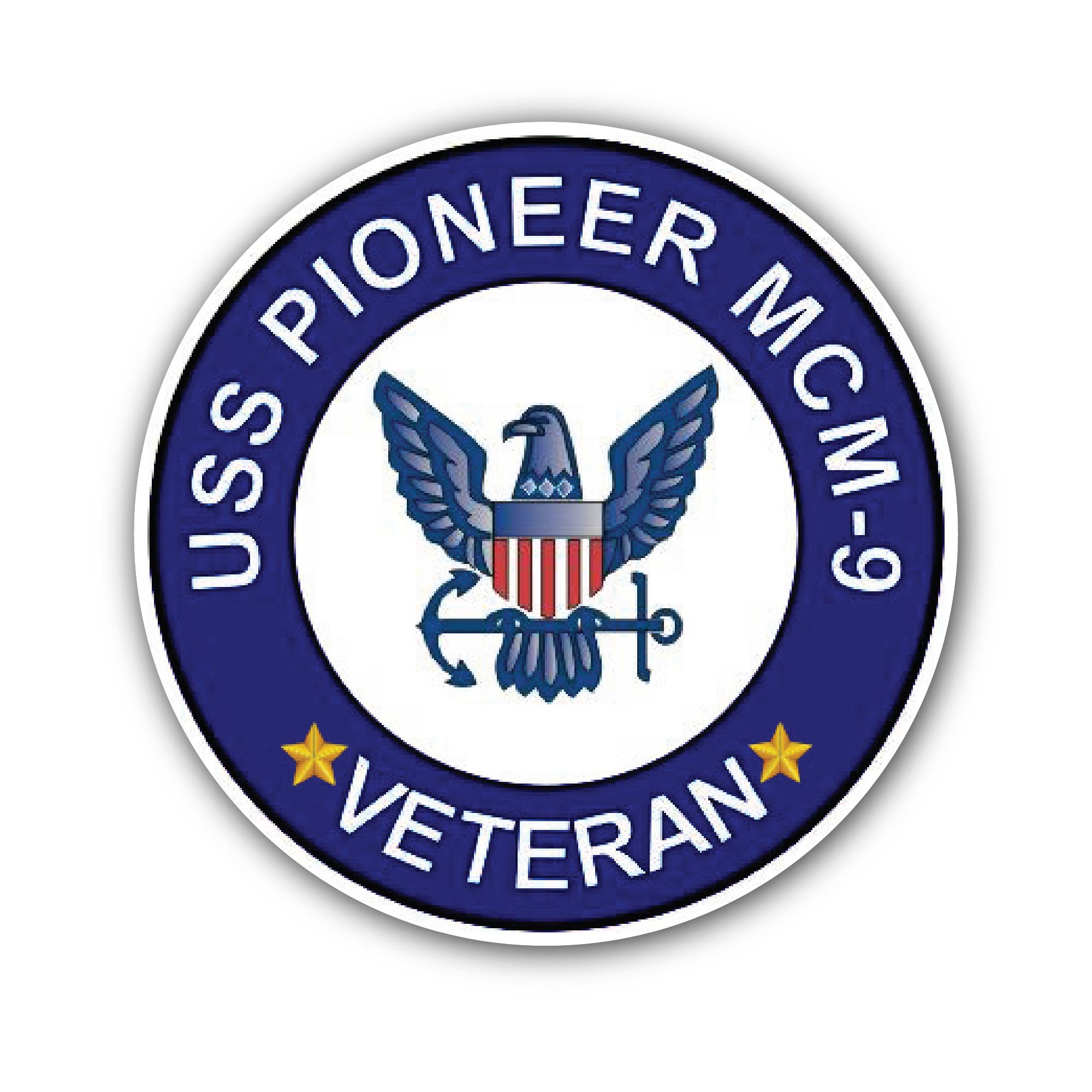 USS Pioneer MCM-9 Veteran Sticker, Waterproof Vinyl Decal Sticker Indoor Or Outdoor 2 (Pieces) 3" and 5"
