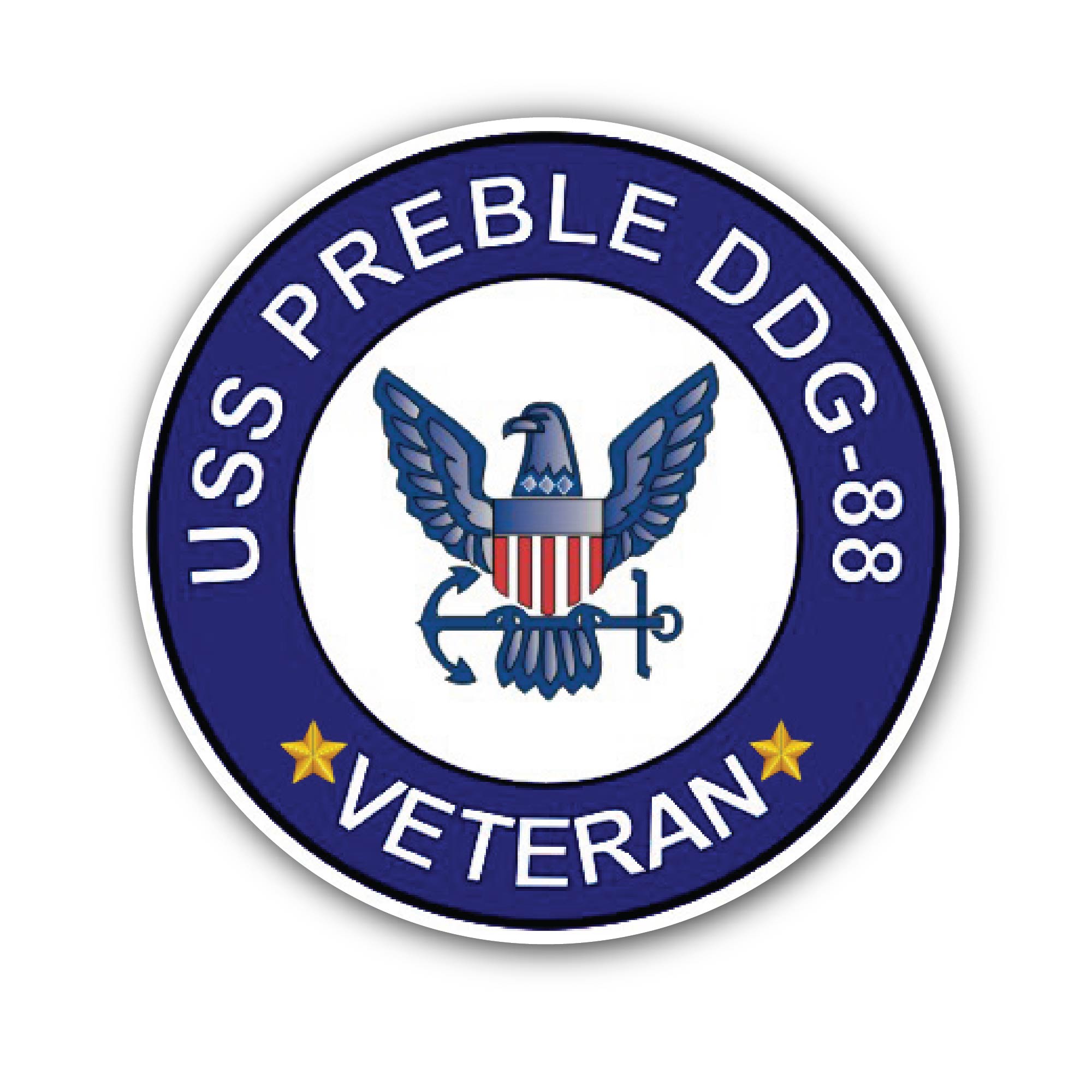 USS Preble DDG-88 Veteran Sticker, Waterproof Vinyl Decal Sticker Indoor Or Outdoor 2 (Pieces) 3" and 5"