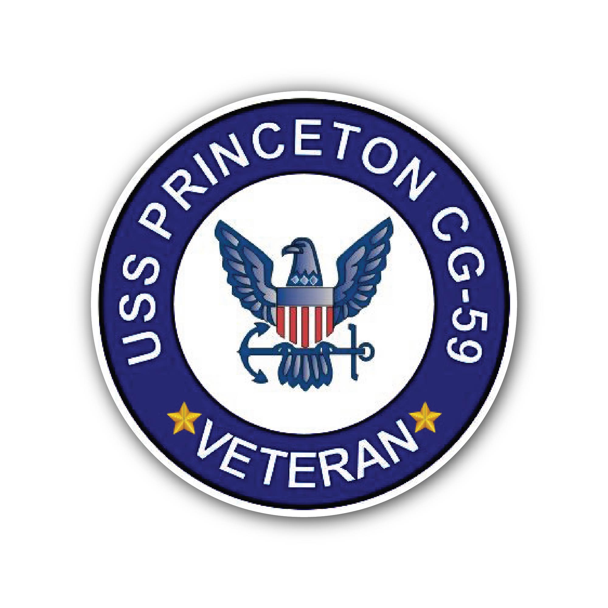 USS Princeton CG-59 Veteran Sticker, Waterproof Vinyl Decal Sticker Indoor Or Outdoor 2 (Pieces) 3" and 5"