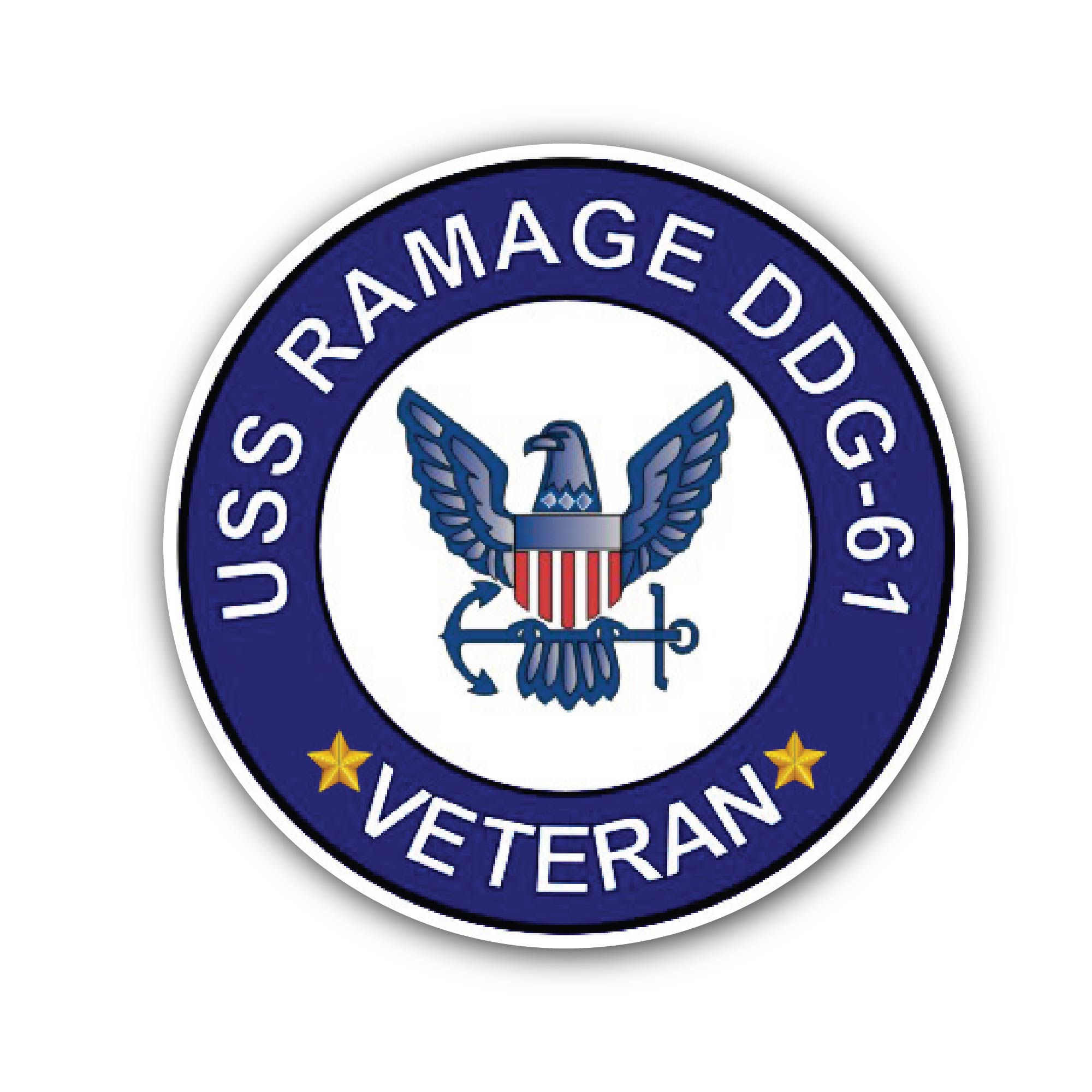 USS Ramage DDG-61 Veteran Sticker, Waterproof Vinyl Decal Sticker Indoor Or Outdoor 2 (Pieces) 3" and 5"