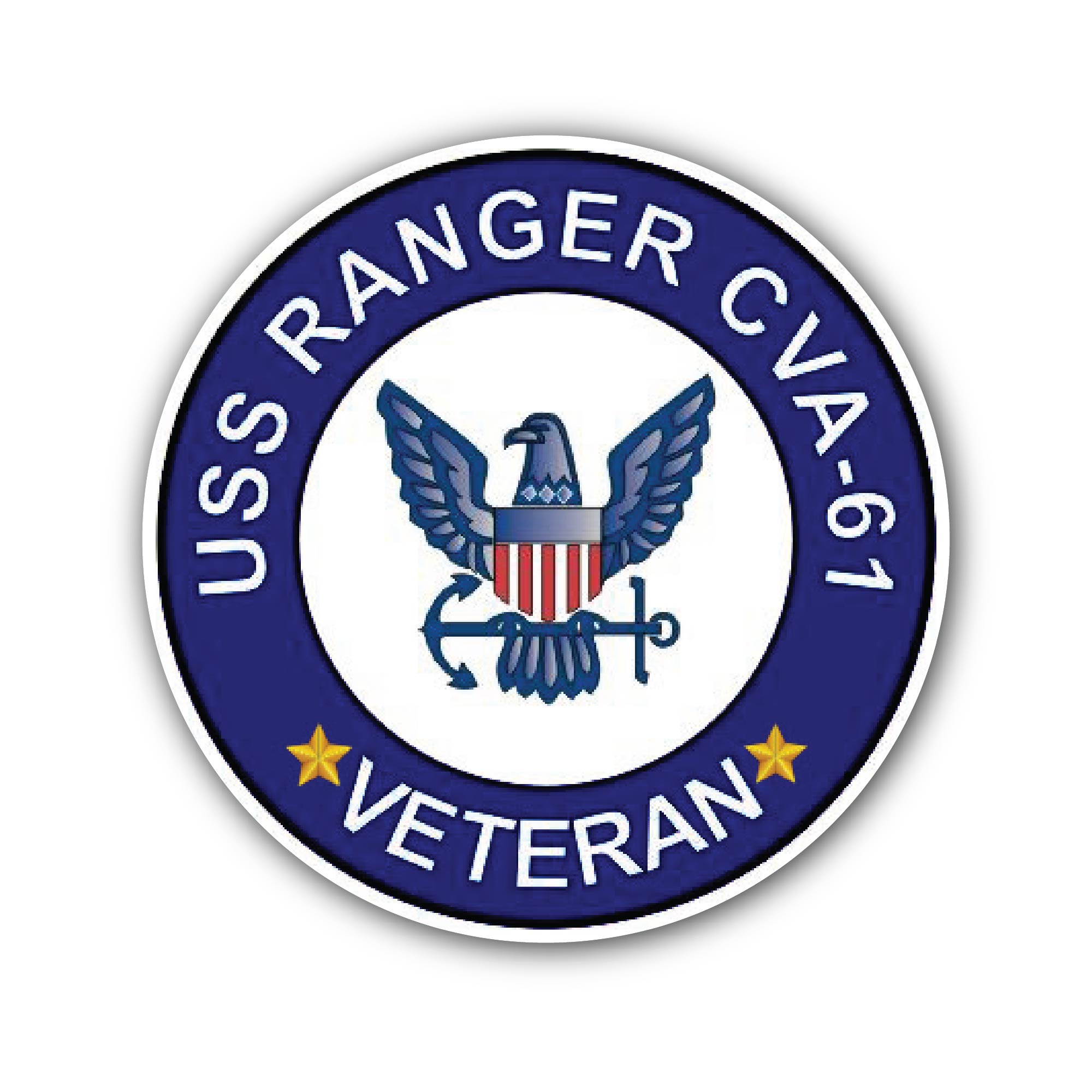 USS Ranger CVA-61 Veteran Sticker, Waterproof Vinyl Decal Sticker Indoor Or Outdoor 2 (Pieces) 3" and 5"