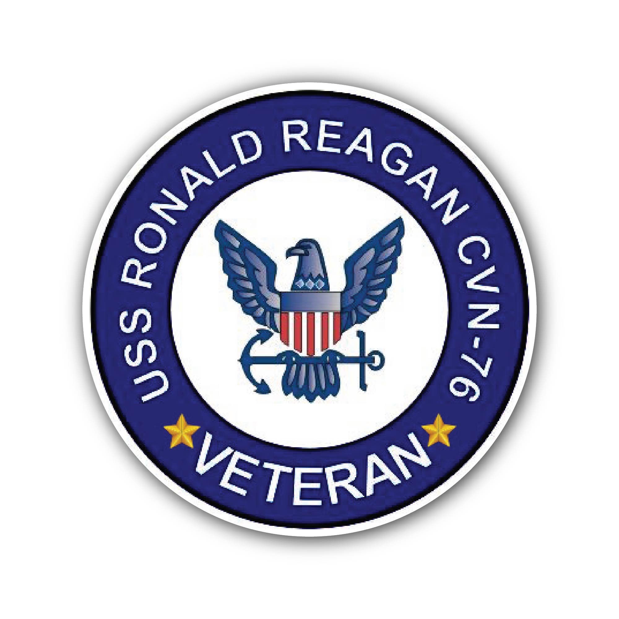 USS Ronald Reagan CVN-76 Veteran Sticker, Waterproof Vinyl Decal Sticker Indoor Or Outdoor 2 (Pieces) 3" and 5"
