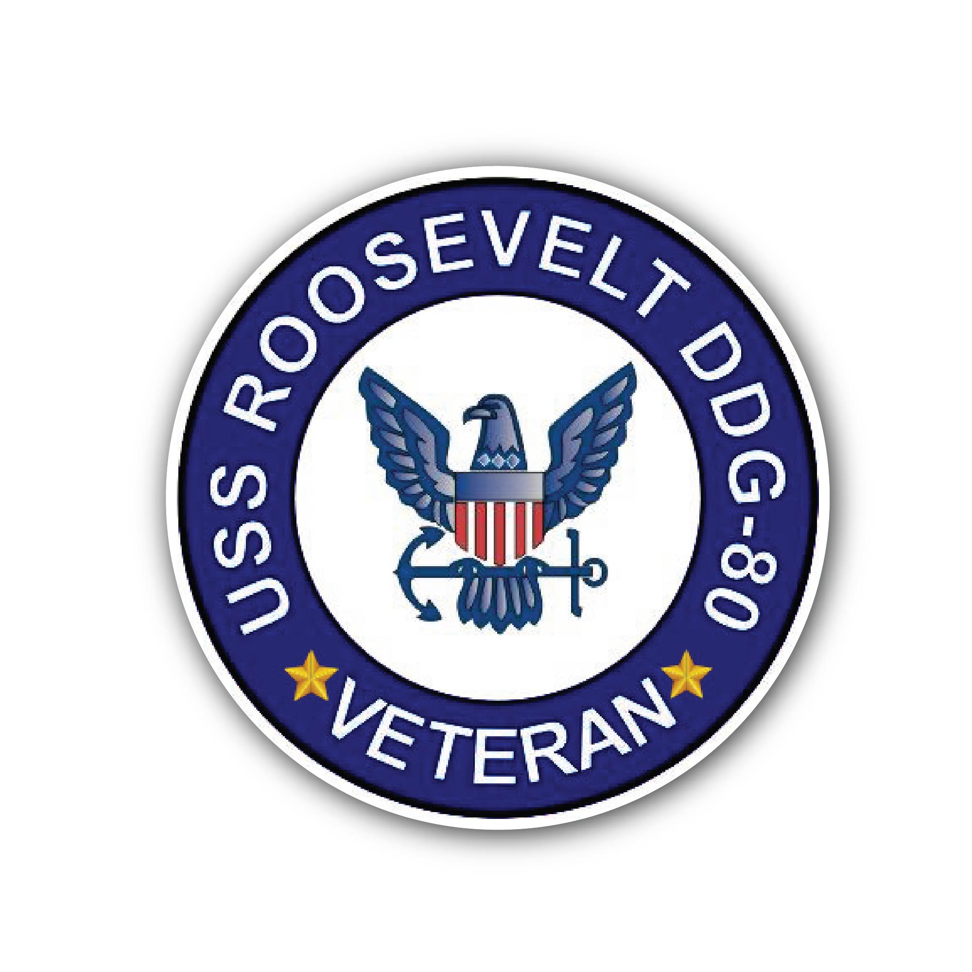 USS Roosevelt DDG-80 Veteran Sticker, Waterproof Vinyl Decal Sticker Indoor Or Outdoor 2 (Pieces) 3" and 5"
