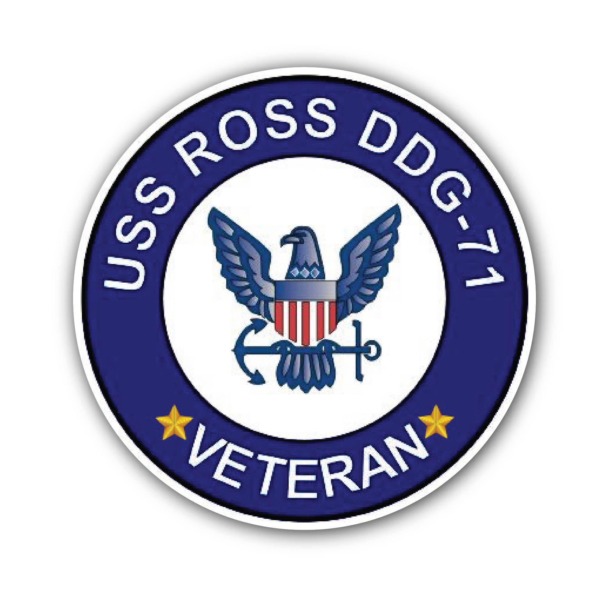 USS Ross DDG-71 Veteran Sticker, Waterproof Vinyl Decal Sticker Indoor Or Outdoor 2 (Pieces) 3" and 5"