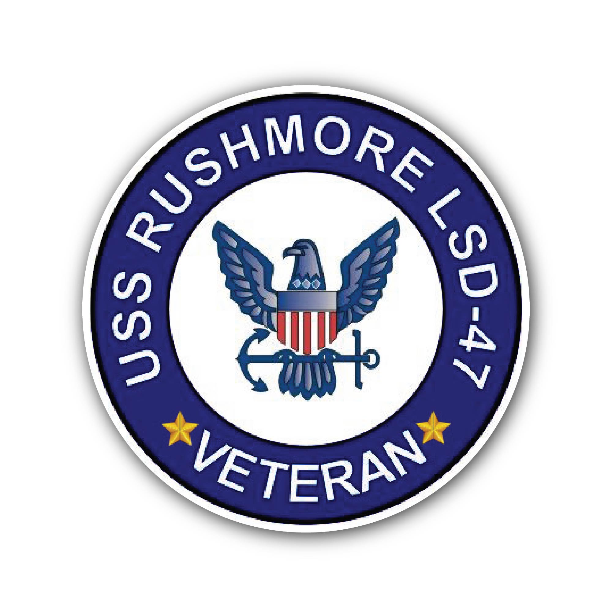 USS Rushmore LSD-47 Veteran Sticker, Waterproof Vinyl Decal Sticker Indoor Or Outdoor 2 (Pieces) 3" and 5"