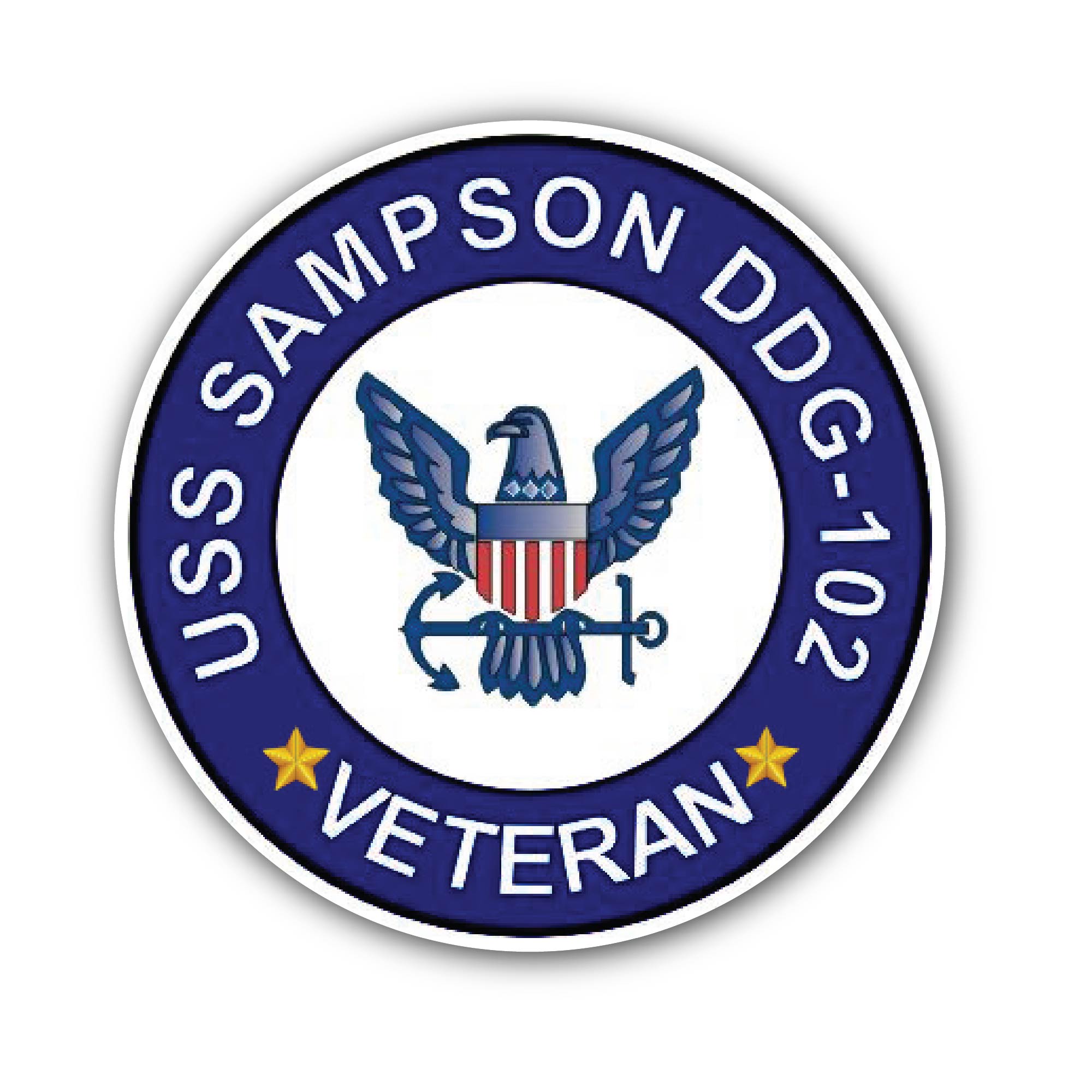 USS Sampson DDG-102 Veteran Sticker, Waterproof Vinyl Decal Sticker Indoor Or Outdoor 2 (Pieces) 3" and 5"