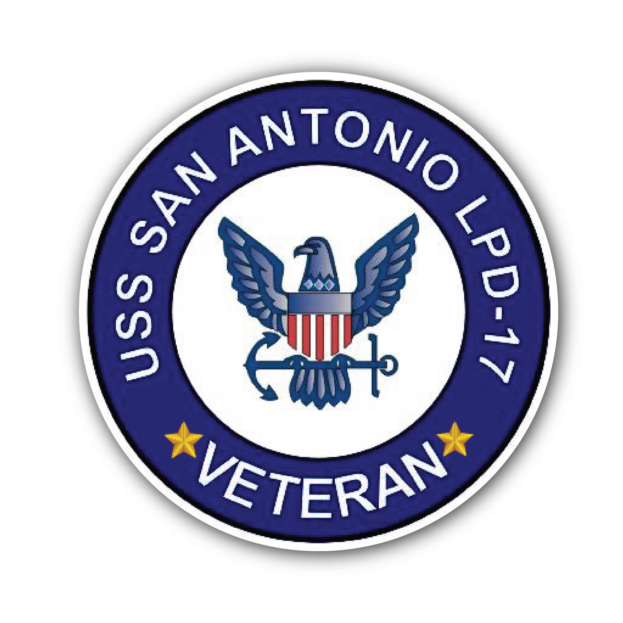 USS San Antonio LPD-17 Veteran Sticker, Waterproof Vinyl Decal Sticker Indoor Or Outdoor 2 (Pieces) 3" and 5"
