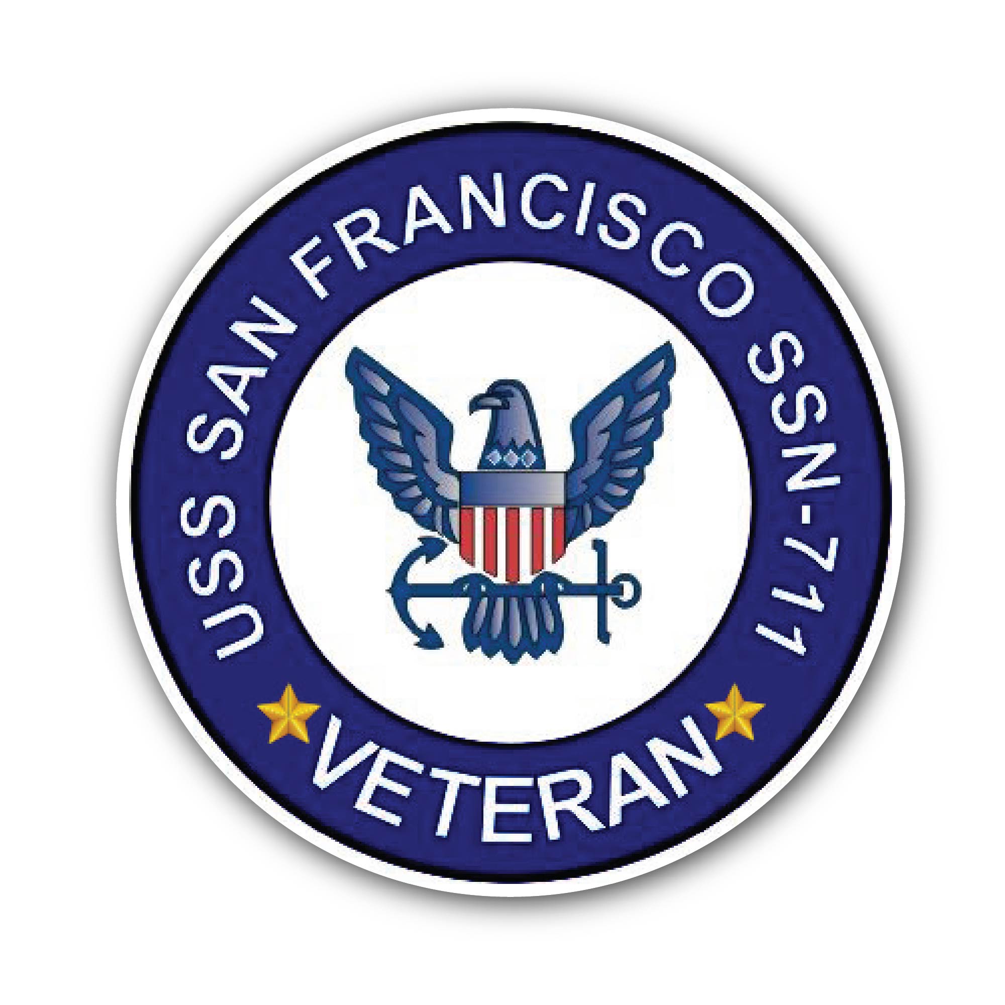 USS San Francisco SSN-711 Veteran Sticker, Waterproof Vinyl Decal Sticker Indoor Or Outdoor 2 (Pieces) 3" and 5"