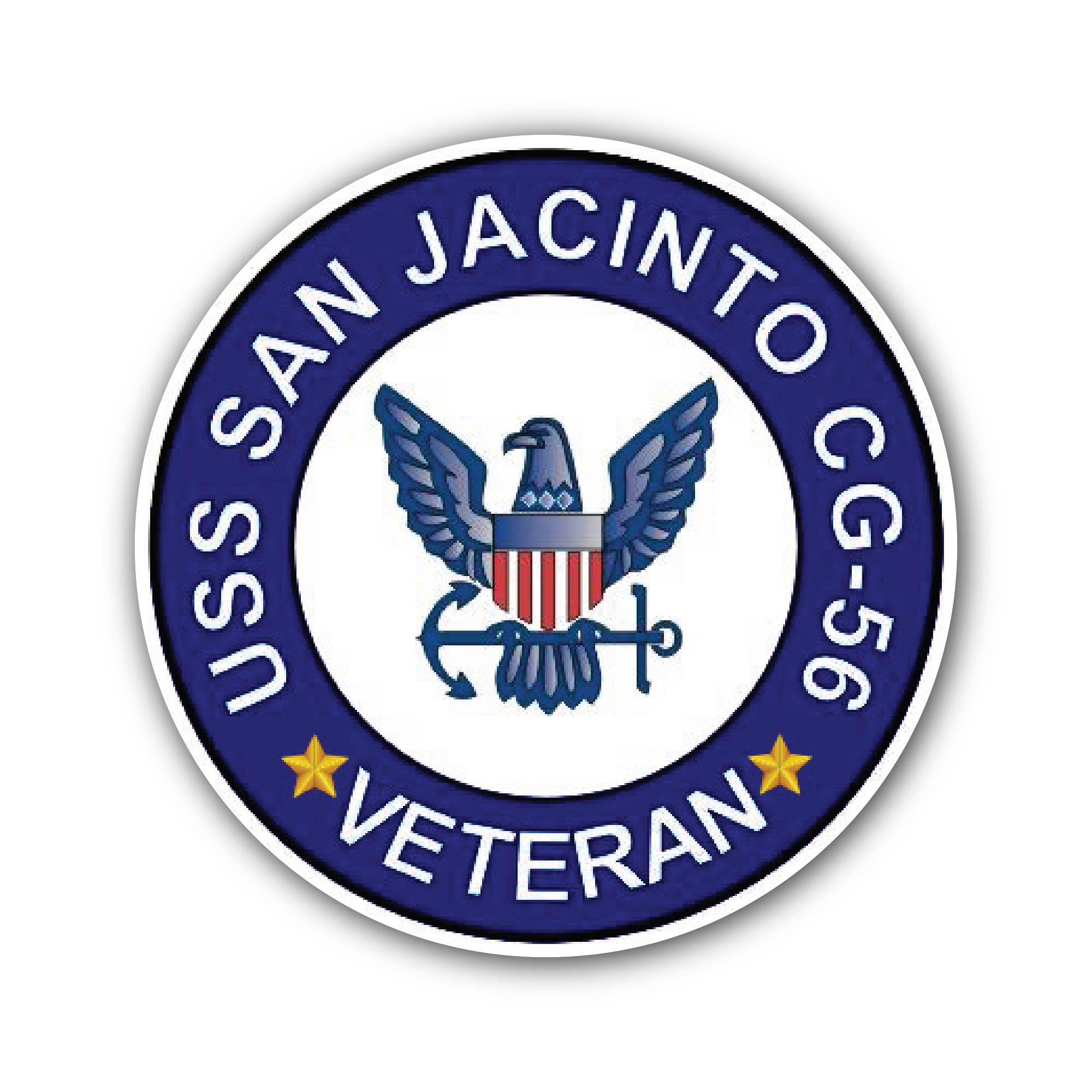 USS San Jacinto CG-56 Veteran Sticker, Waterproof Vinyl Decal Sticker Indoor Or Outdoor 2 (Pieces) 3" and 5"