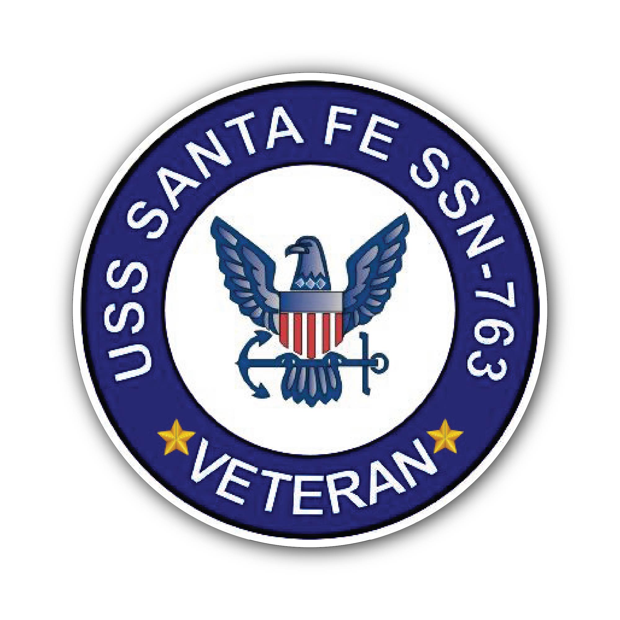 USS Santa Fe SSN-763 Veteran Sticker, Waterproof Vinyl Decal Sticker Indoor Or Outdoor 2 (Pieces) 3" and 5"