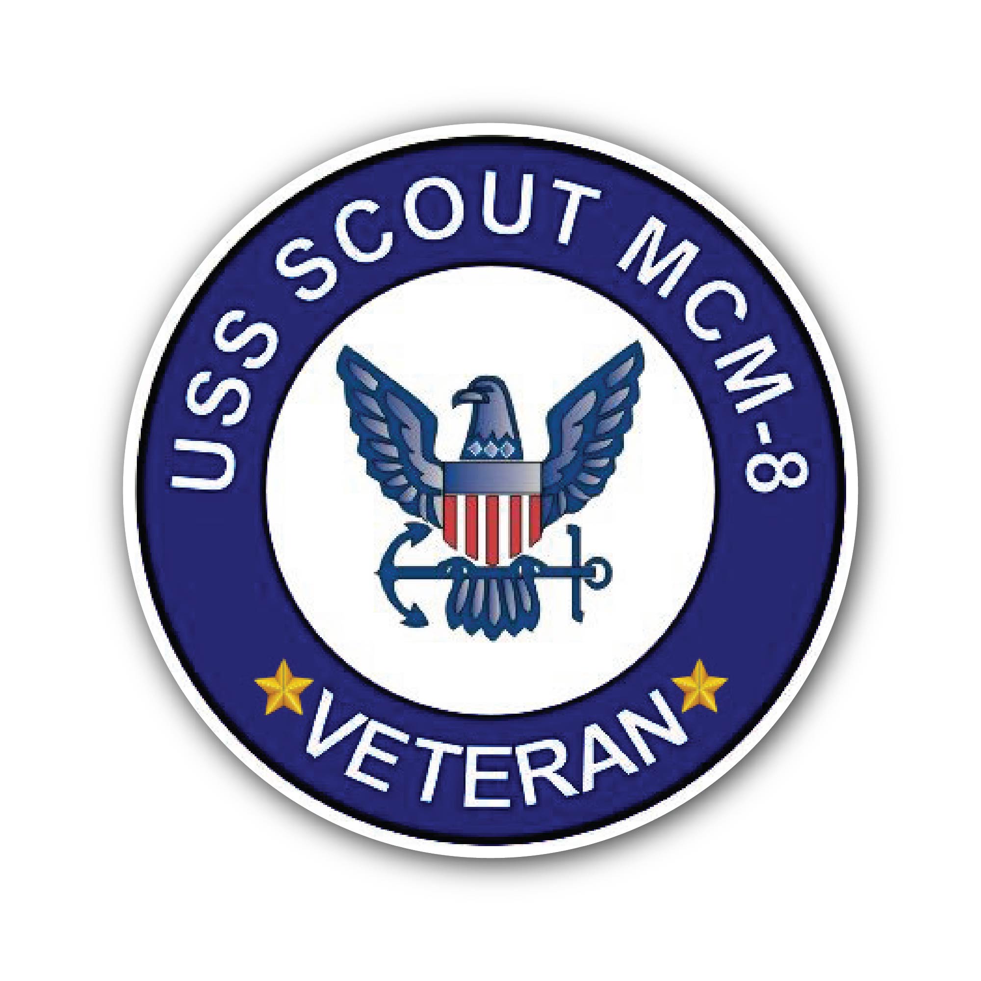 USS Scout MCM-8 Veteran Sticker, Waterproof Vinyl Decal Sticker Indoor Or Outdoor 2 (Pieces) 3" and 5"