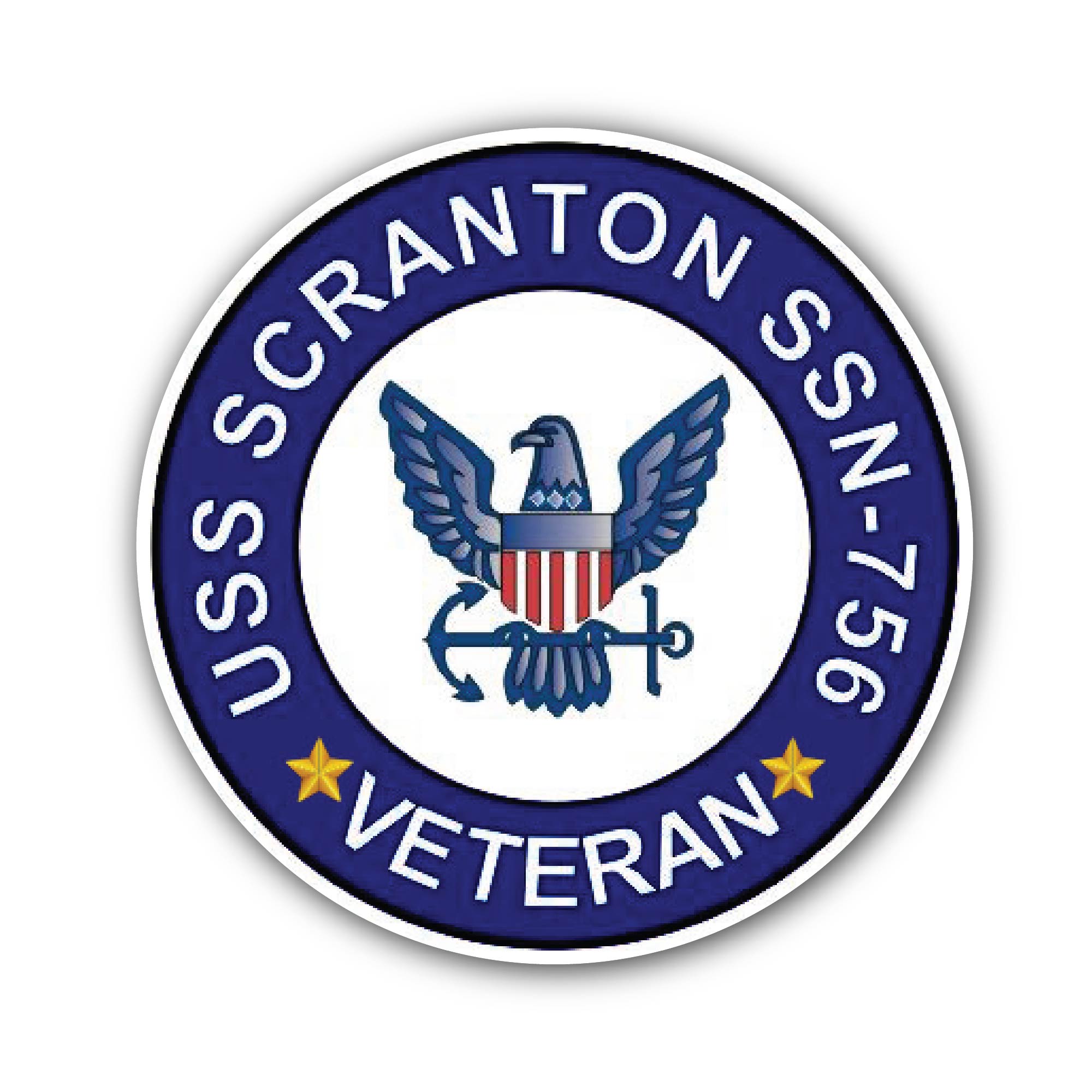 USS Scranton SSN-756 Veteran Sticker, Waterproof Vinyl Decal Sticker Indoor Or Outdoor 2 (Pieces) 3" and 5"