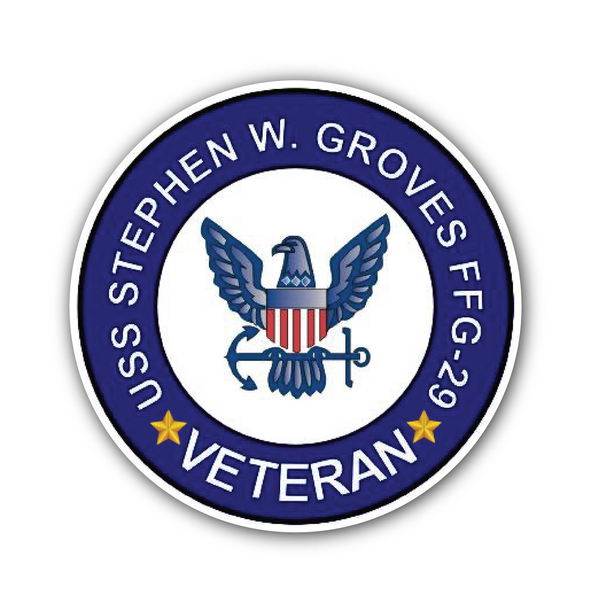 USS Stephen W Groves FFG-29 Veteran Sticker, Waterproof Vinyl Decal Sticker Indoor Or Outdoor 2 (Pieces) 3" and 5"