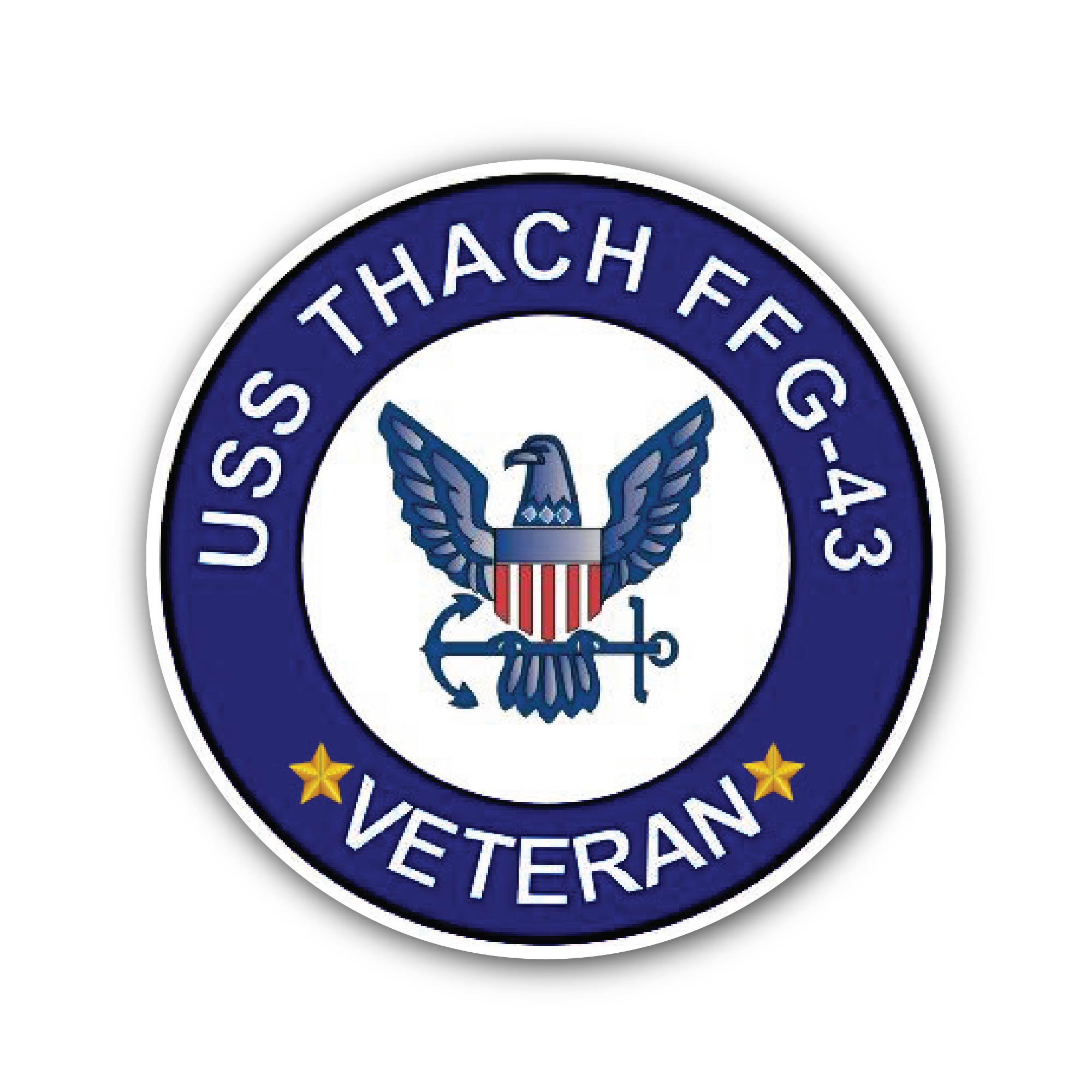 USS Thach FFG-43 Veteran Sticker, Waterproof Vinyl Decal Sticker Indoor Or Outdoor 2 (Pieces) 3" and 5"