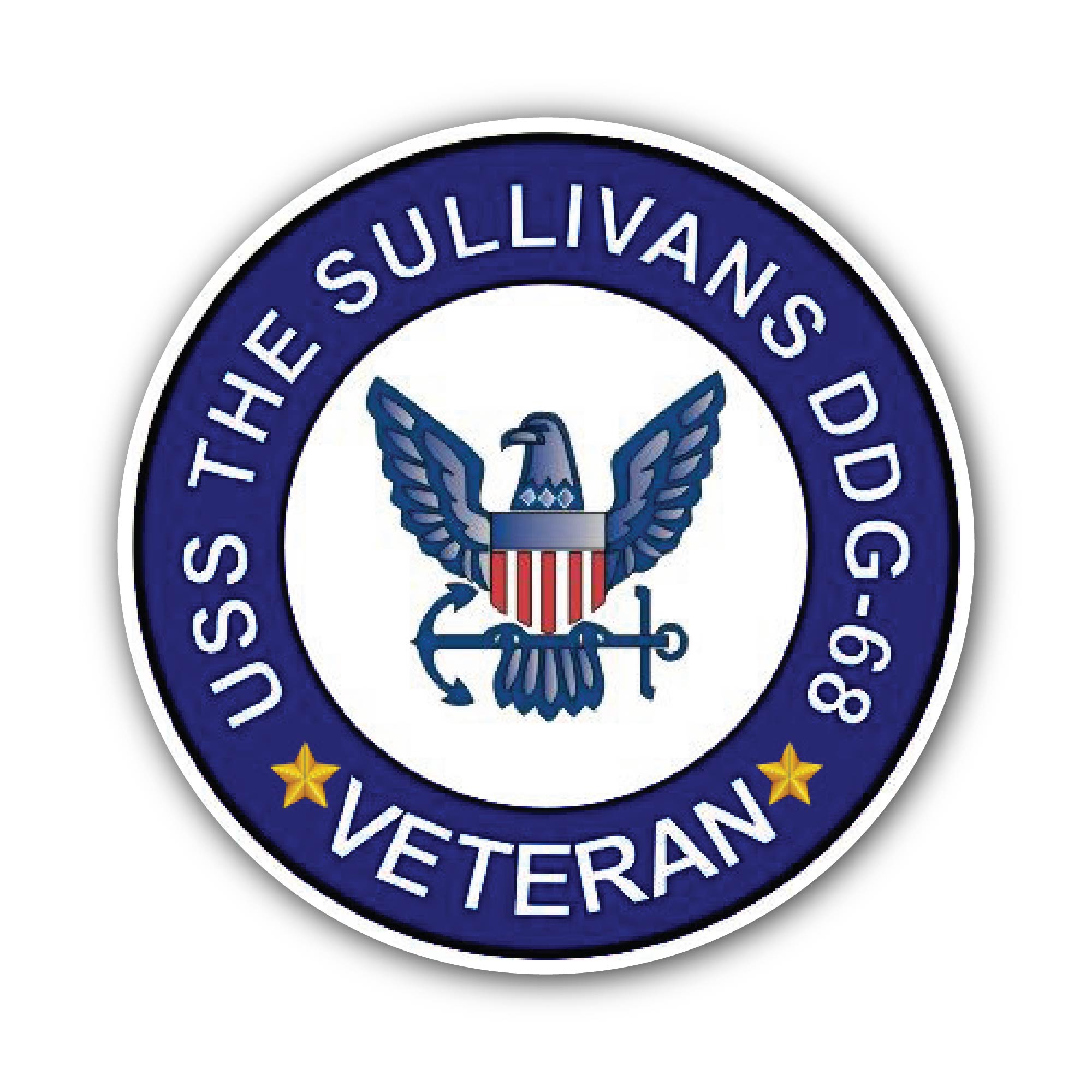 USS The Sullivans DDG-68 Veteran Sticker, Waterproof Vinyl Decal Sticker Indoor Or Outdoor 2 (Pieces) 3" and 5"