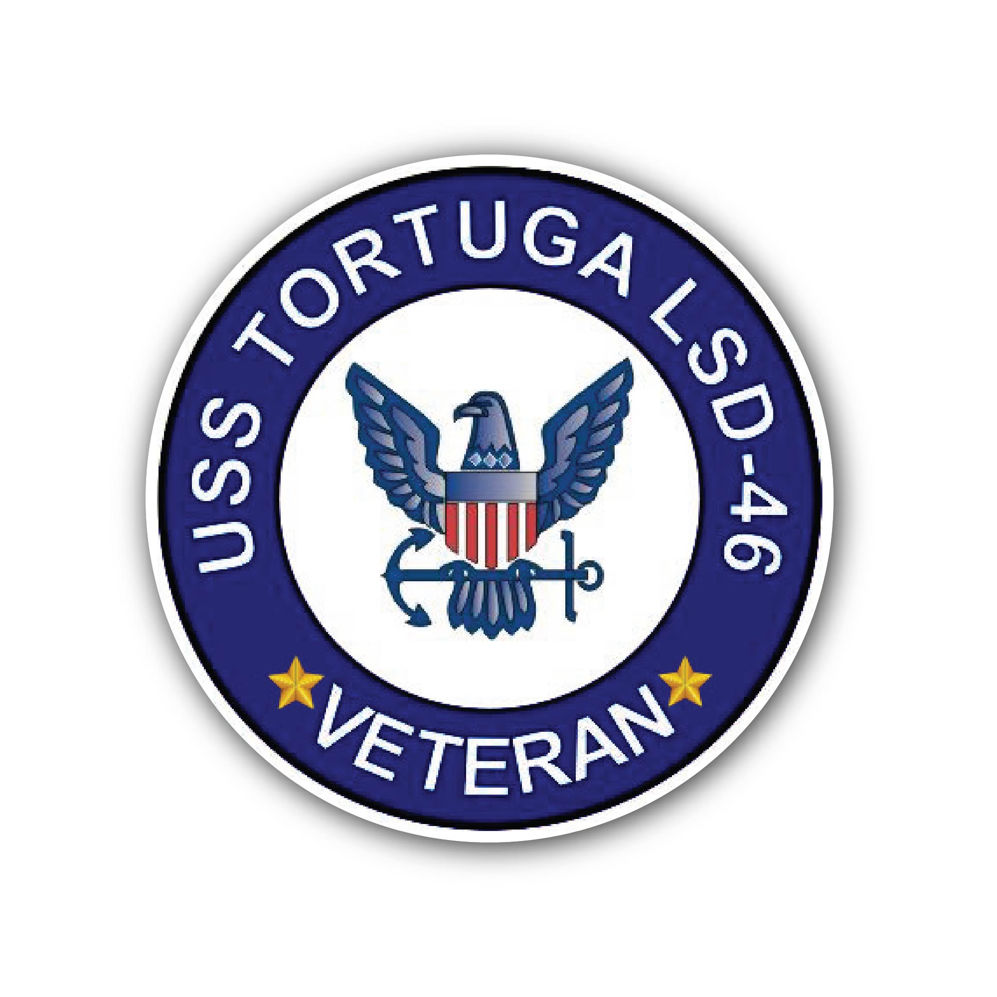 USS Tortuga LSD-46 Veteran Sticker, Waterproof Vinyl Decal Sticker Indoor Or Outdoor 2 (Pieces) 3" and 5"