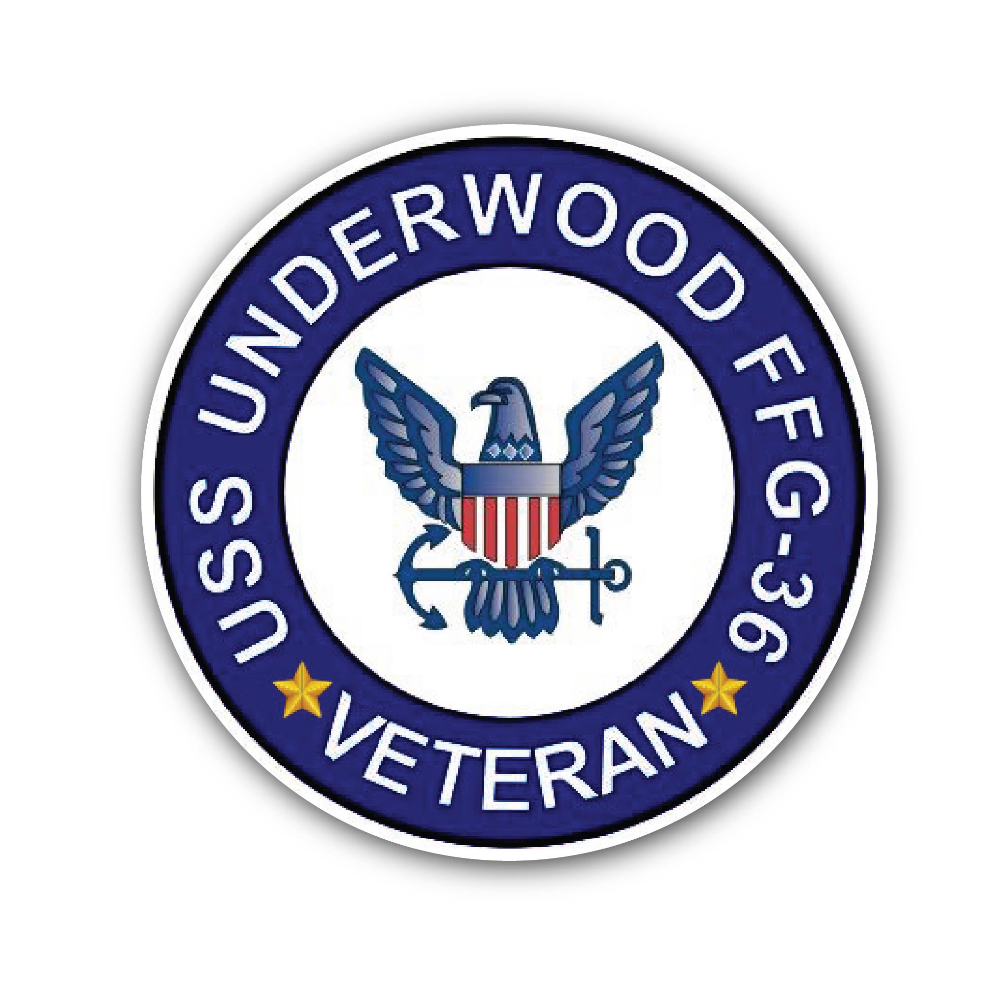 USS Underwood FFG-36 Veteran Sticker, Waterproof Vinyl Decal Sticker Indoor Or Outdoor 2 (Pieces) 3" and 5"