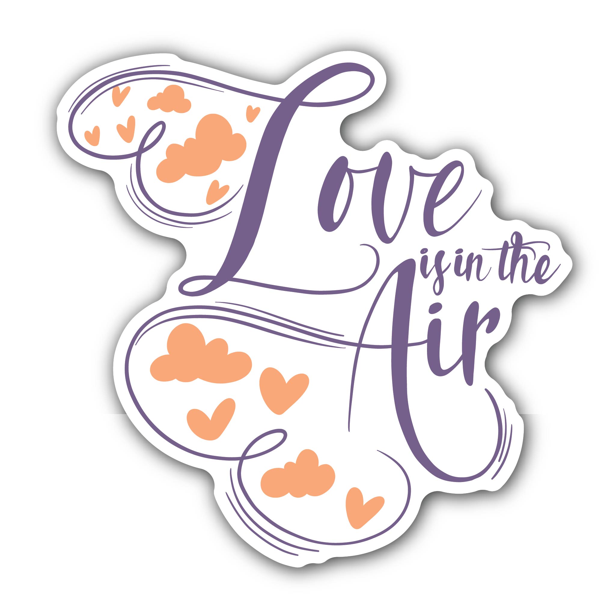 Love is in The Air Text Sticker, Waterproof Vinyl Decal Sticker Indoor Or Outdoor 2 (Pieces) 3" and 5"