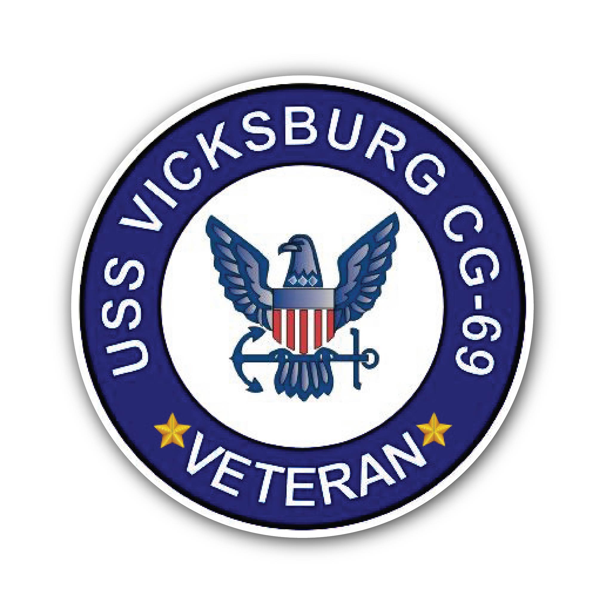 USS Vicksburg CG-69 Veteran Sticker, Waterproof Vinyl Decal Sticker Indoor Or Outdoor 2 (Pieces) 3" and 5"