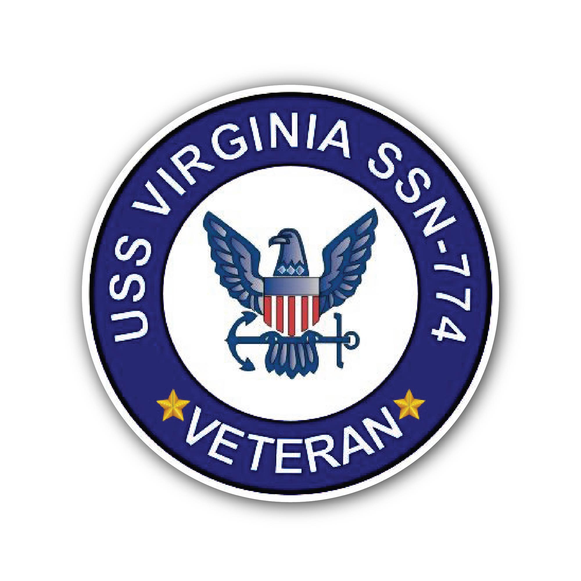 USS Virginia SSN-774 Veteran Sticker, Waterproof Vinyl Decal Sticker Indoor Or Outdoor 2 (Pieces) 3" and 5"
