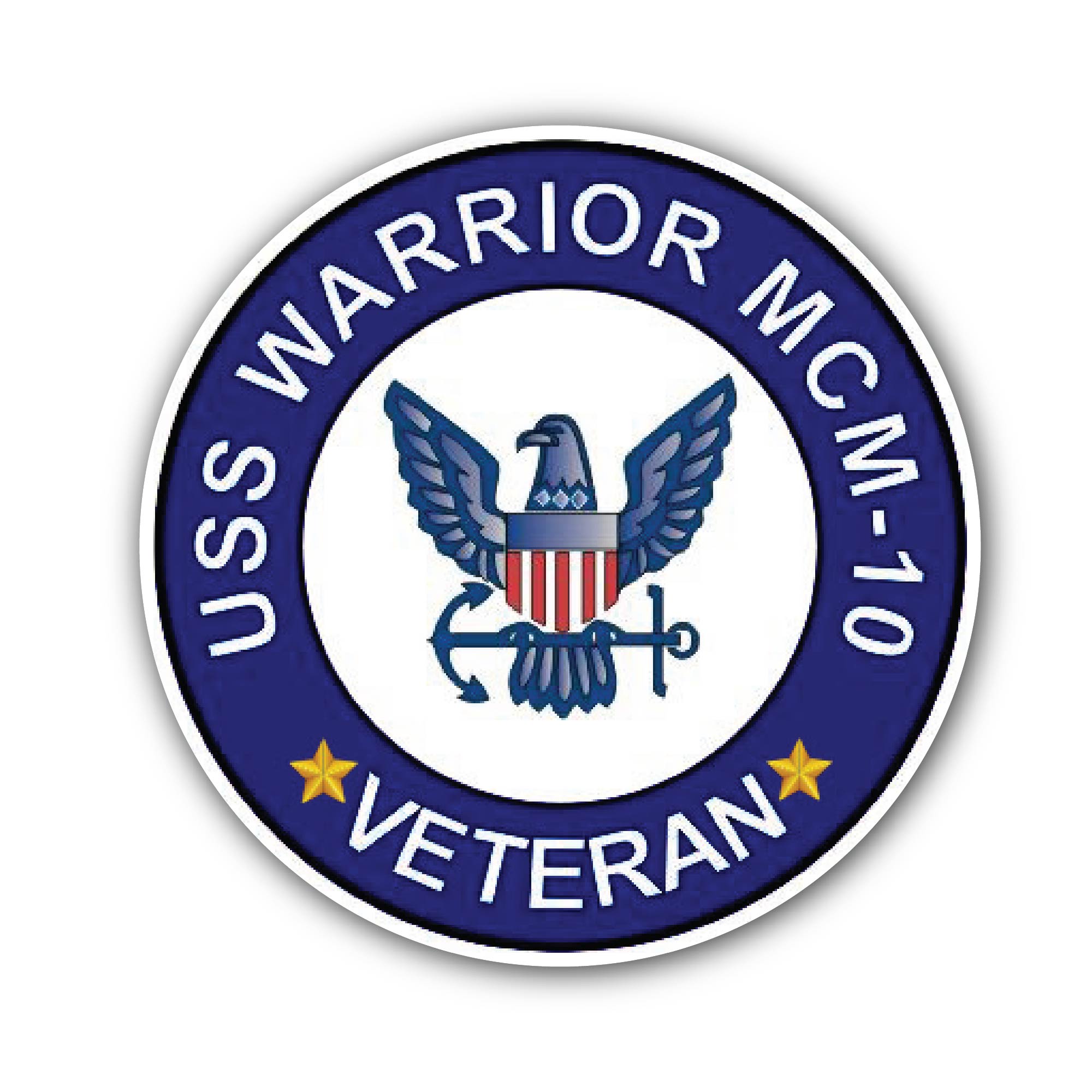 USS Warrior MCM-10 Veteran Sticker, Waterproof Vinyl Decal Sticker Indoor Or Outdoor 2 (Pieces) 3" and 5"