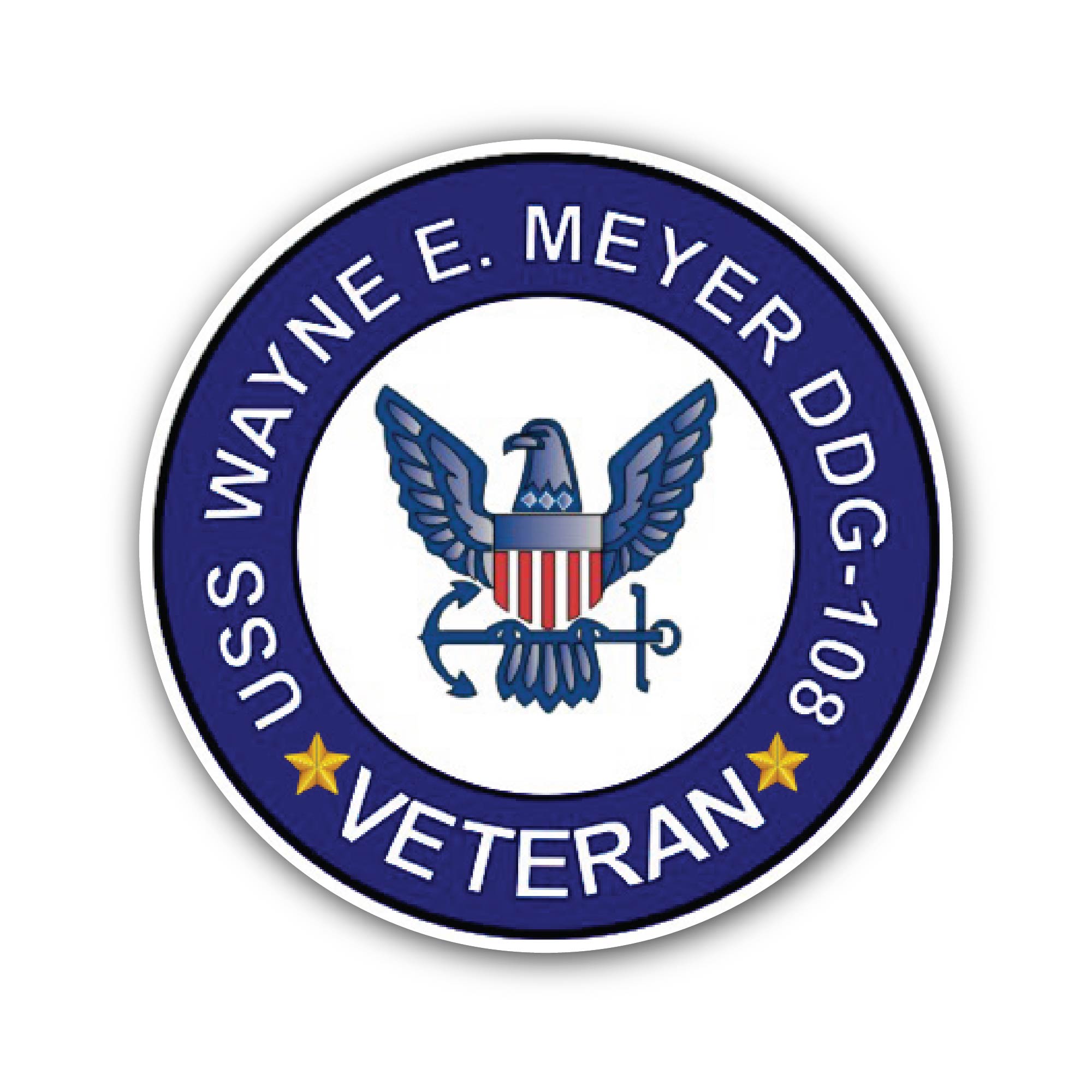 USS Wayne E Meyer DDG-108 Veteran Sticker, Waterproof Vinyl Decal Sticker Indoor Or Outdoor 2 (Pieces) 3" and 5"