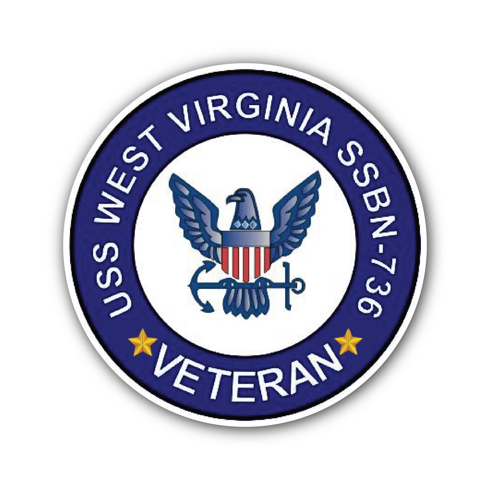 USS West Virginia SSBN-736 Veteran Sticker, Waterproof Vinyl Decal Sticker Indoor Or Outdoor 2 (Pieces) 3" and 5"