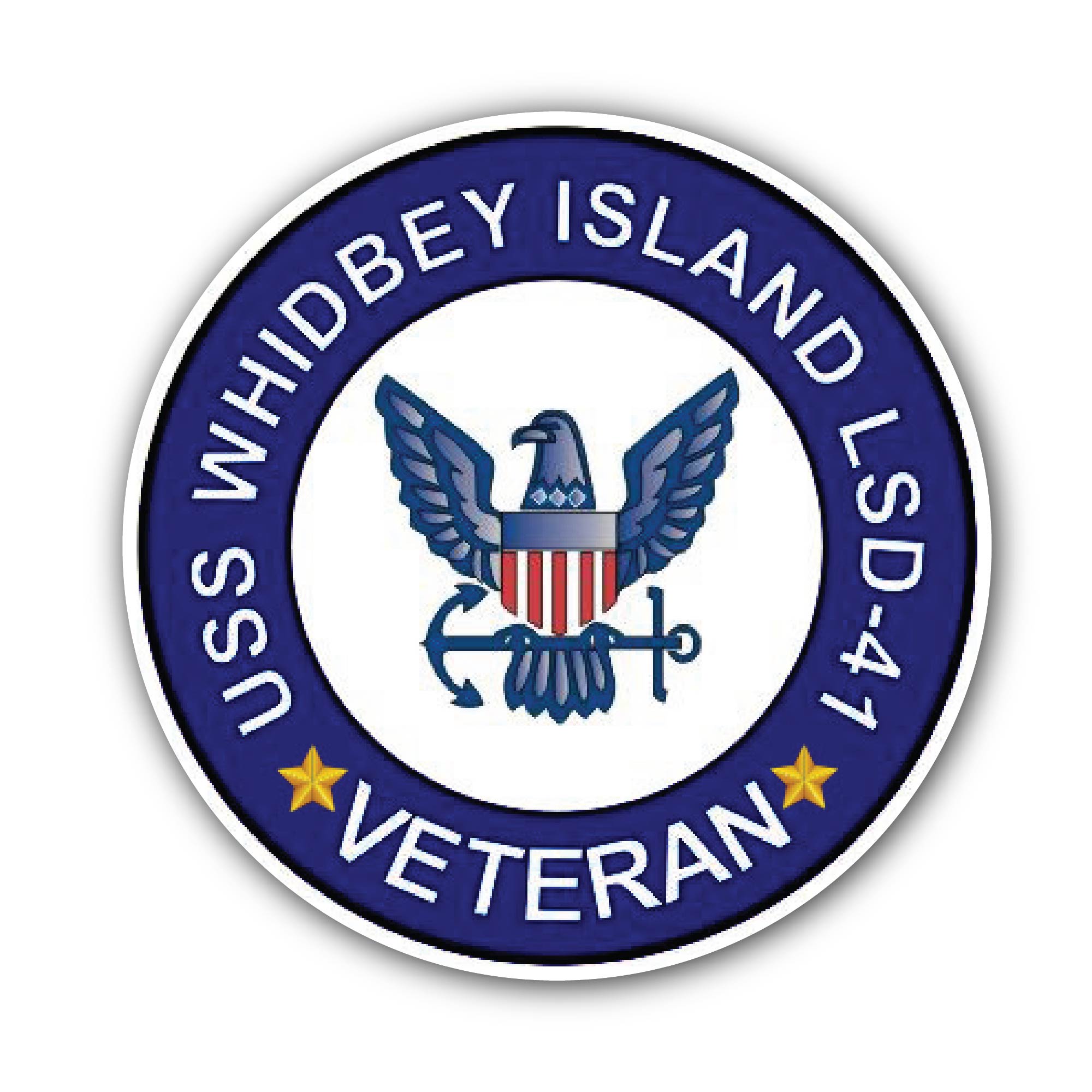 USS Whidbey Island LSD-41 Veteran Sticker, Waterproof Vinyl Decal Sticker Indoor Or Outdoor 2 (Pieces) 3" and 5"