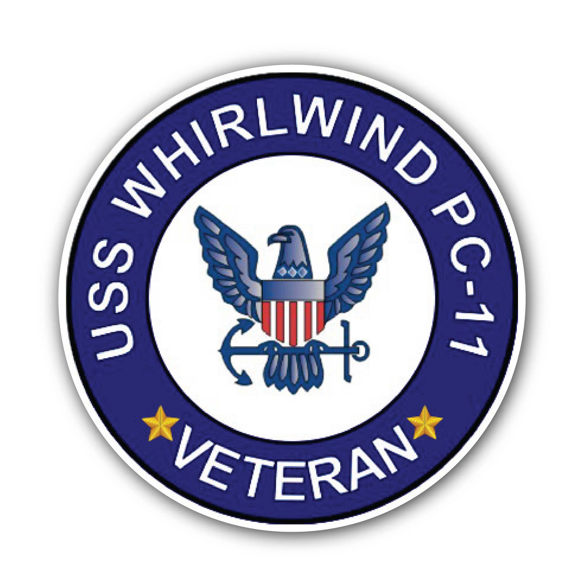 USS Whirlwind PC-11 Veteran Sticker, Waterproof Vinyl Decal Sticker Indoor Or Outdoor 2 (Pieces) 3" and 5"