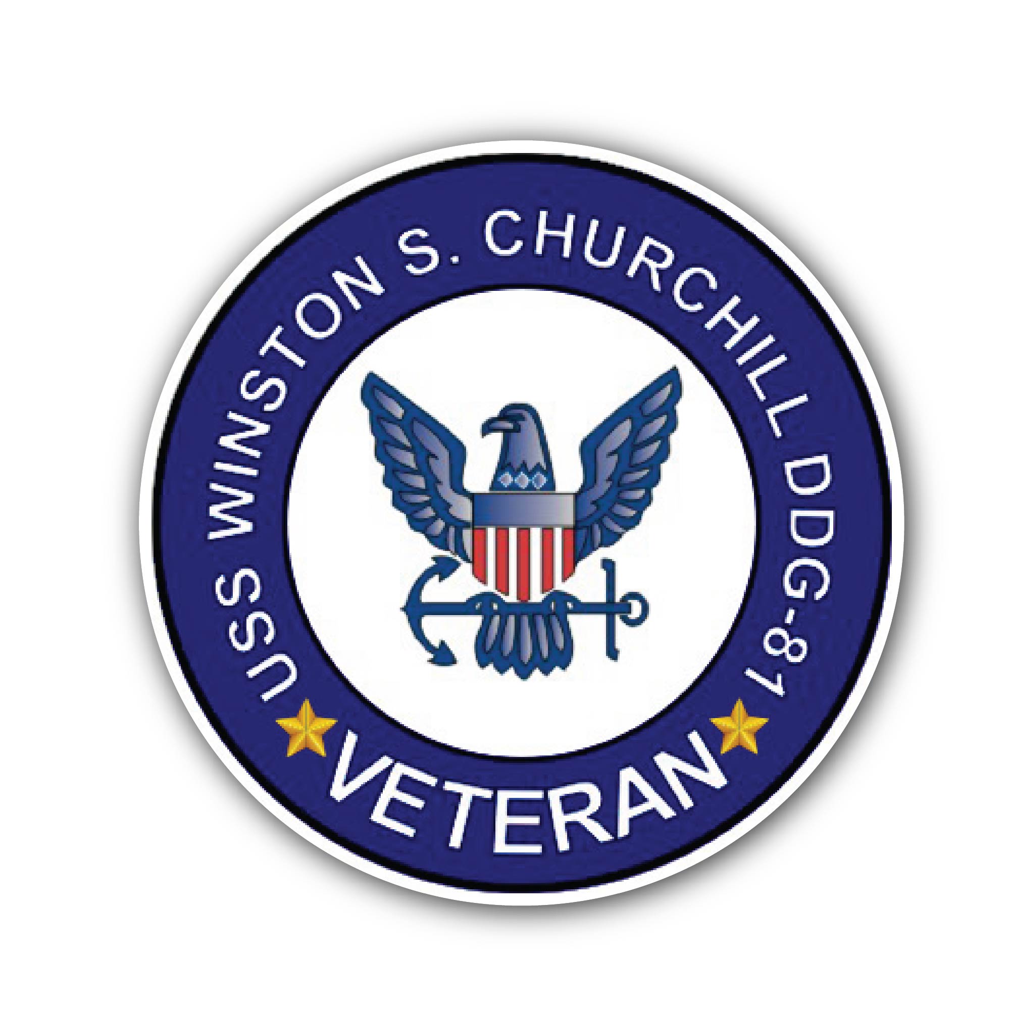 USS Winston S Churchill DDG-81 Veteran Sticker, Waterproof Vinyl Decal Sticker Indoor Or Outdoor 2 (Pieces) 3" and 5"