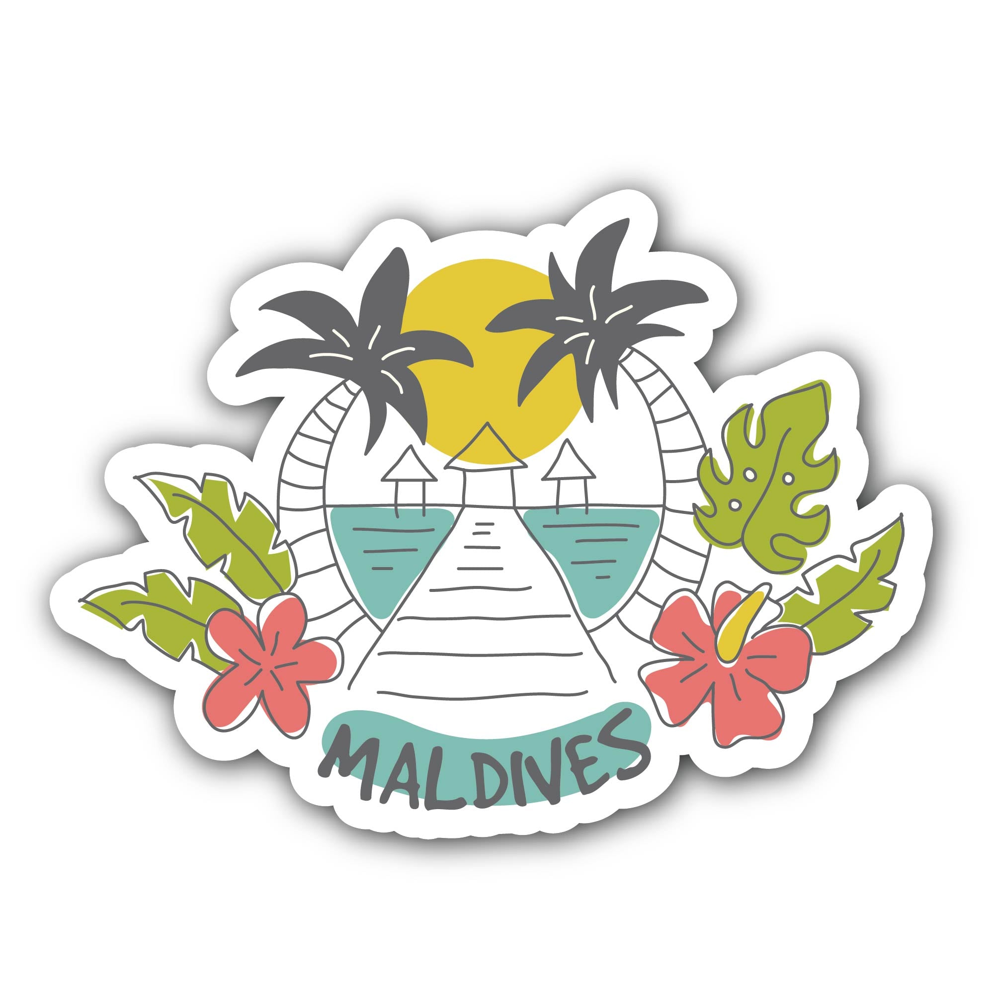 Maldives Sticker, Waterproof Vinyl Decal Sticker Indoor Or Outdoor 2 (Pieces) 3" and 5"