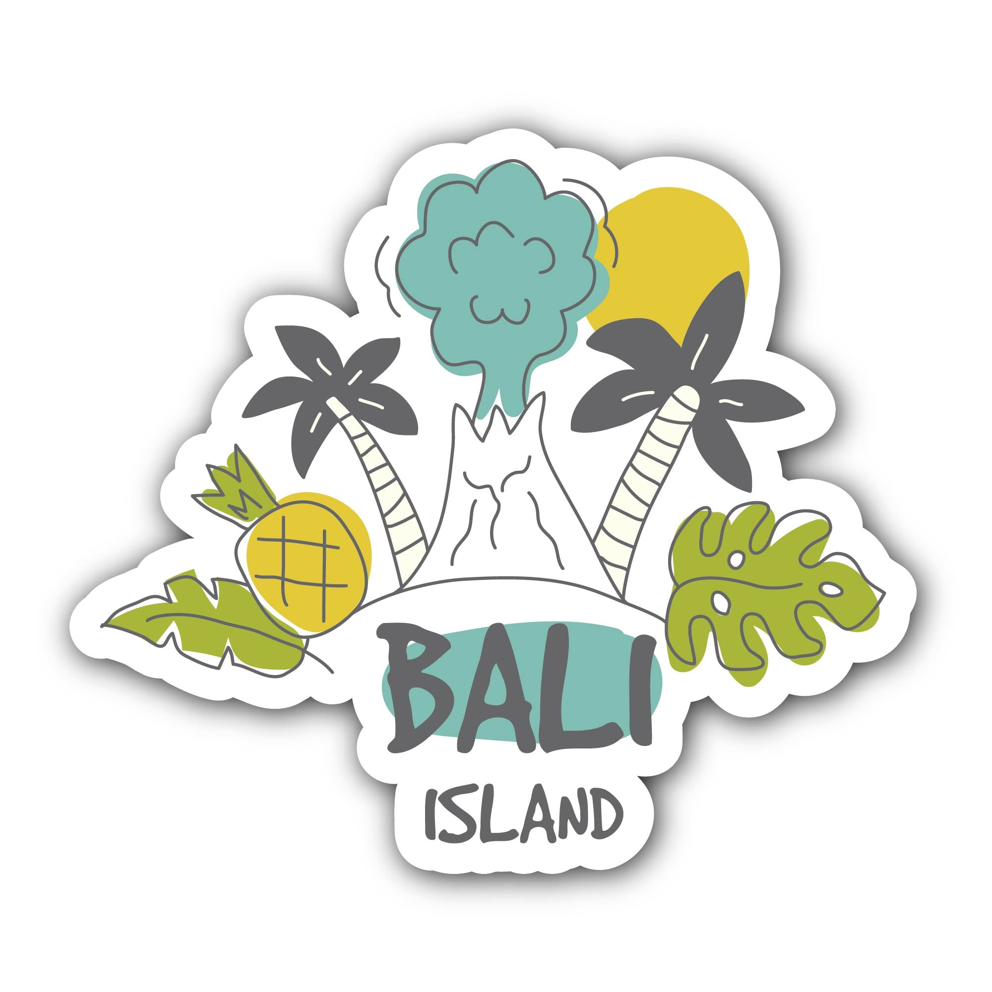 Bali Island Sticker, Waterproof Vinyl Decal Sticker Indoor Or Outdoor 2 (Pieces) 3" and 5"