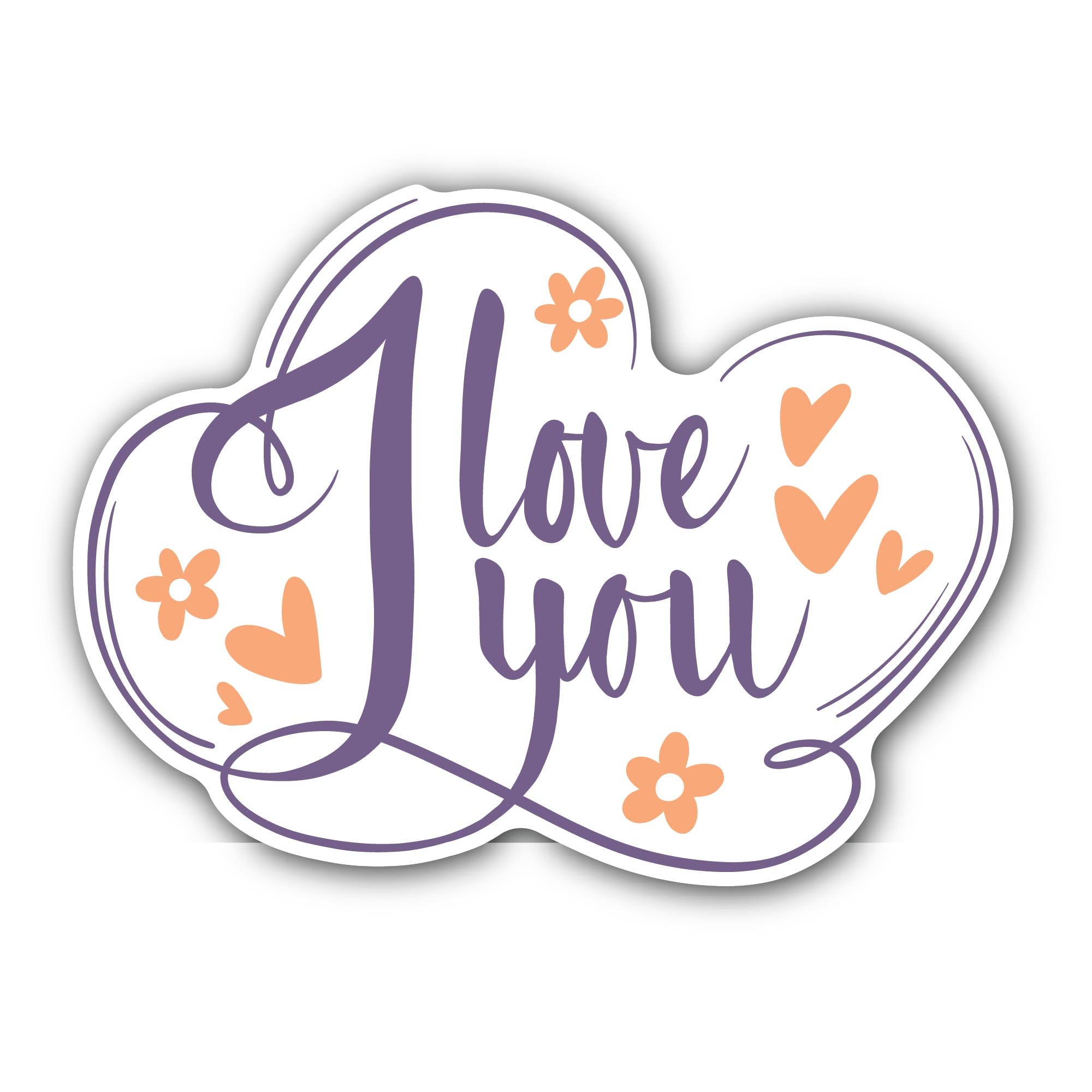 I Love You Message Sticker, Waterproof Vinyl Decal Sticker Indoor Or Outdoor 2 (Pieces) 3" and 5"