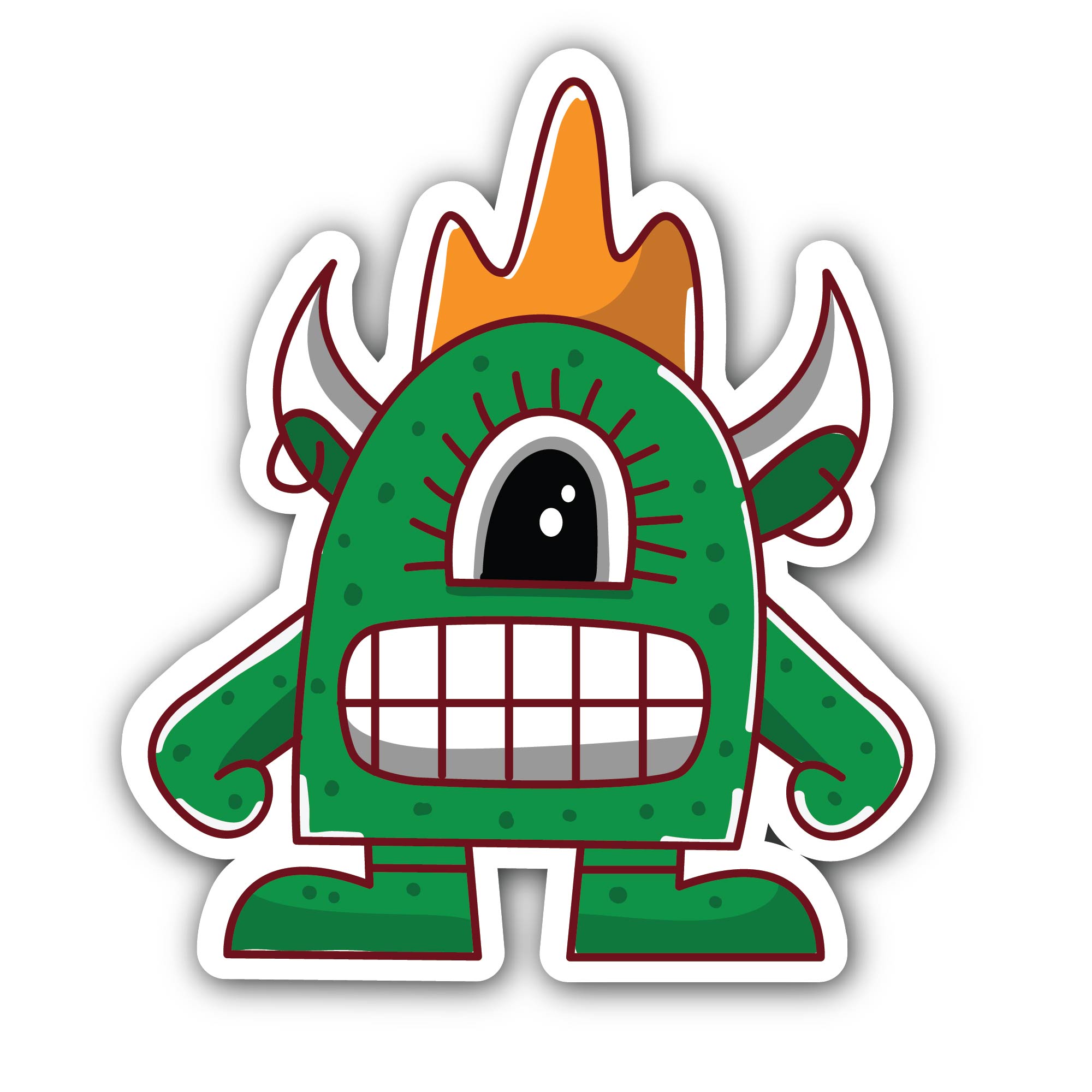 Angry Green Monster Sticker, Waterproof Vinyl Decal Sticker Indoor Or Outdoor 2 (Pieces) 3" and 5"