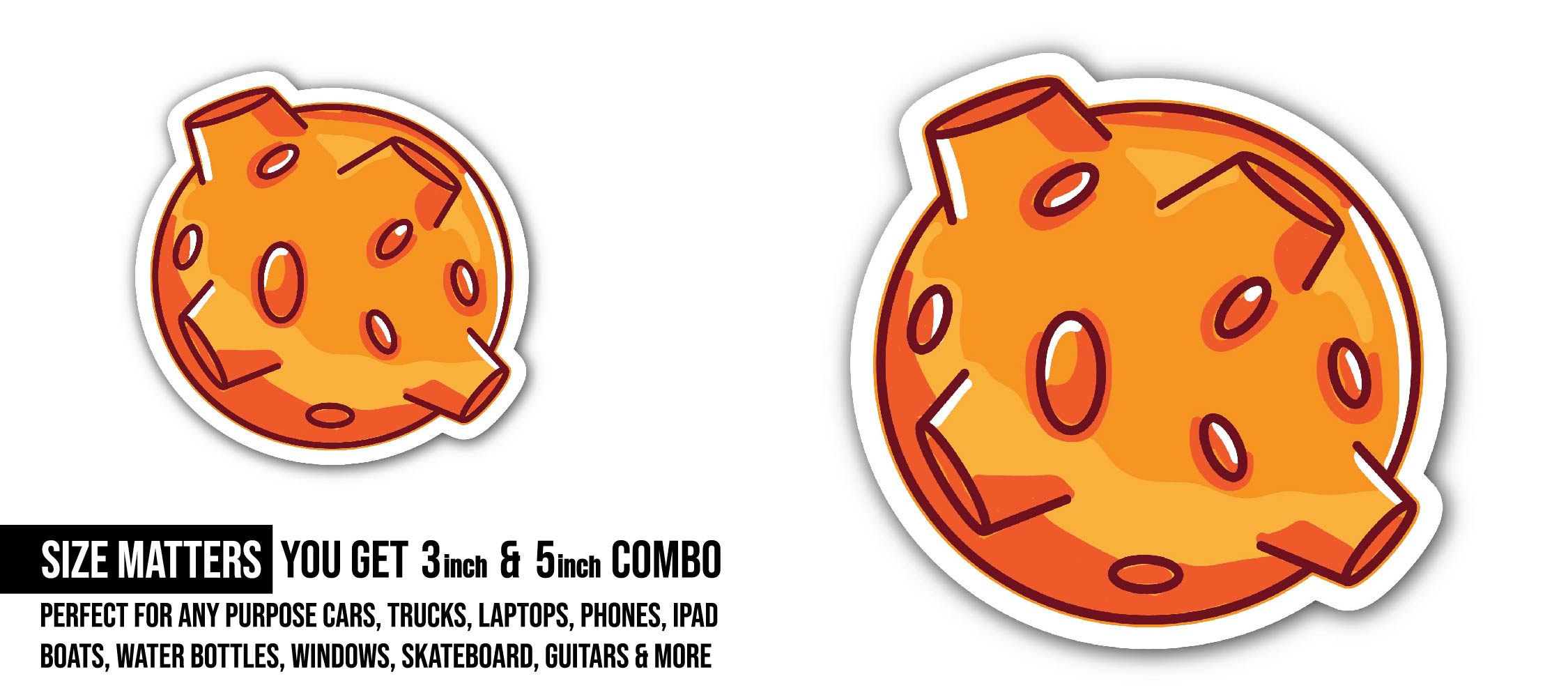 Cartoon Planet Sticker, Waterproof Vinyl Decal Sticker Indoor Or Outdoor 2 (Pieces) 3" and 5"