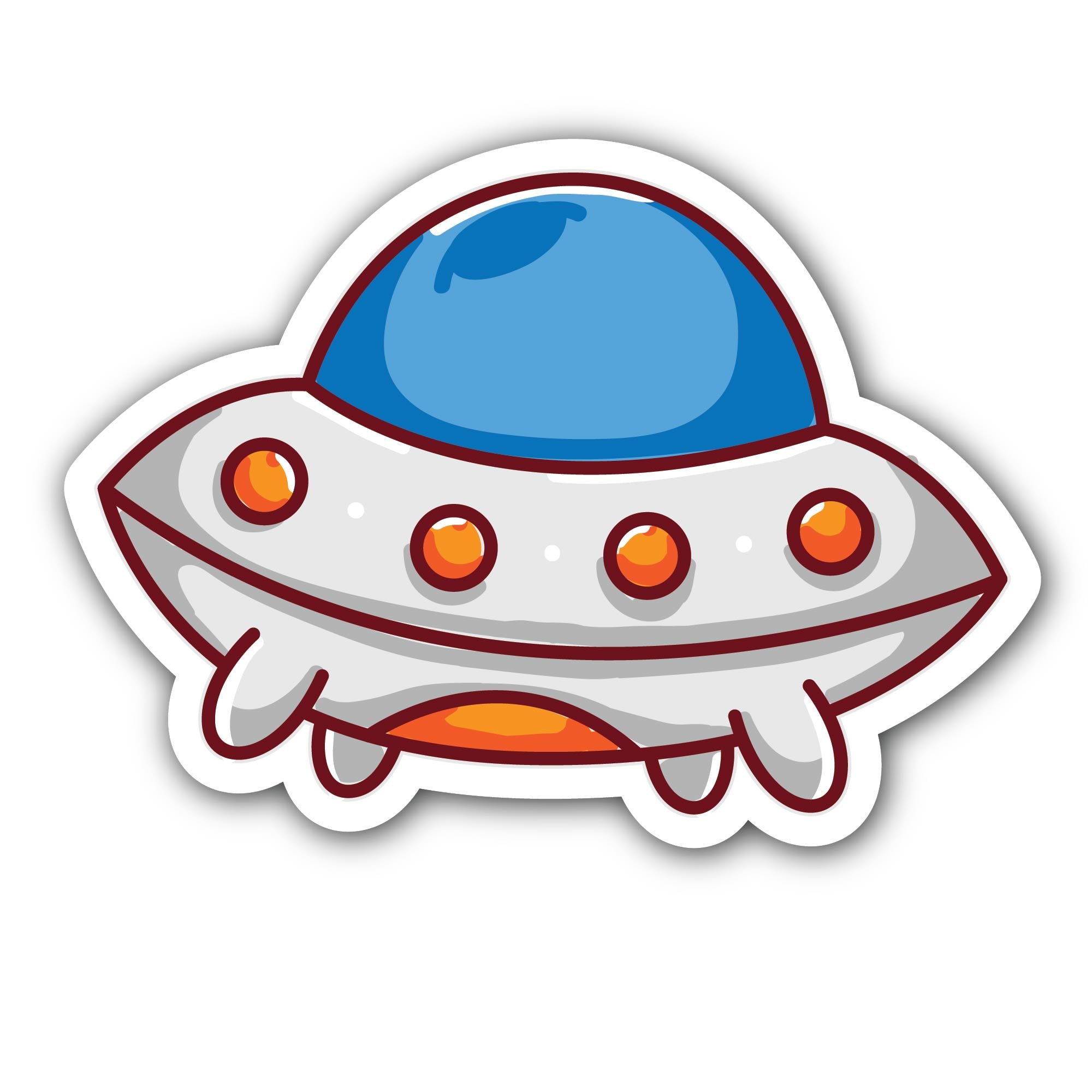 Cartoon Spaceship Sticker, Waterproof Vinyl Decal Sticker Indoor Or Outdoor 2 (Pieces) 3" and 5"
