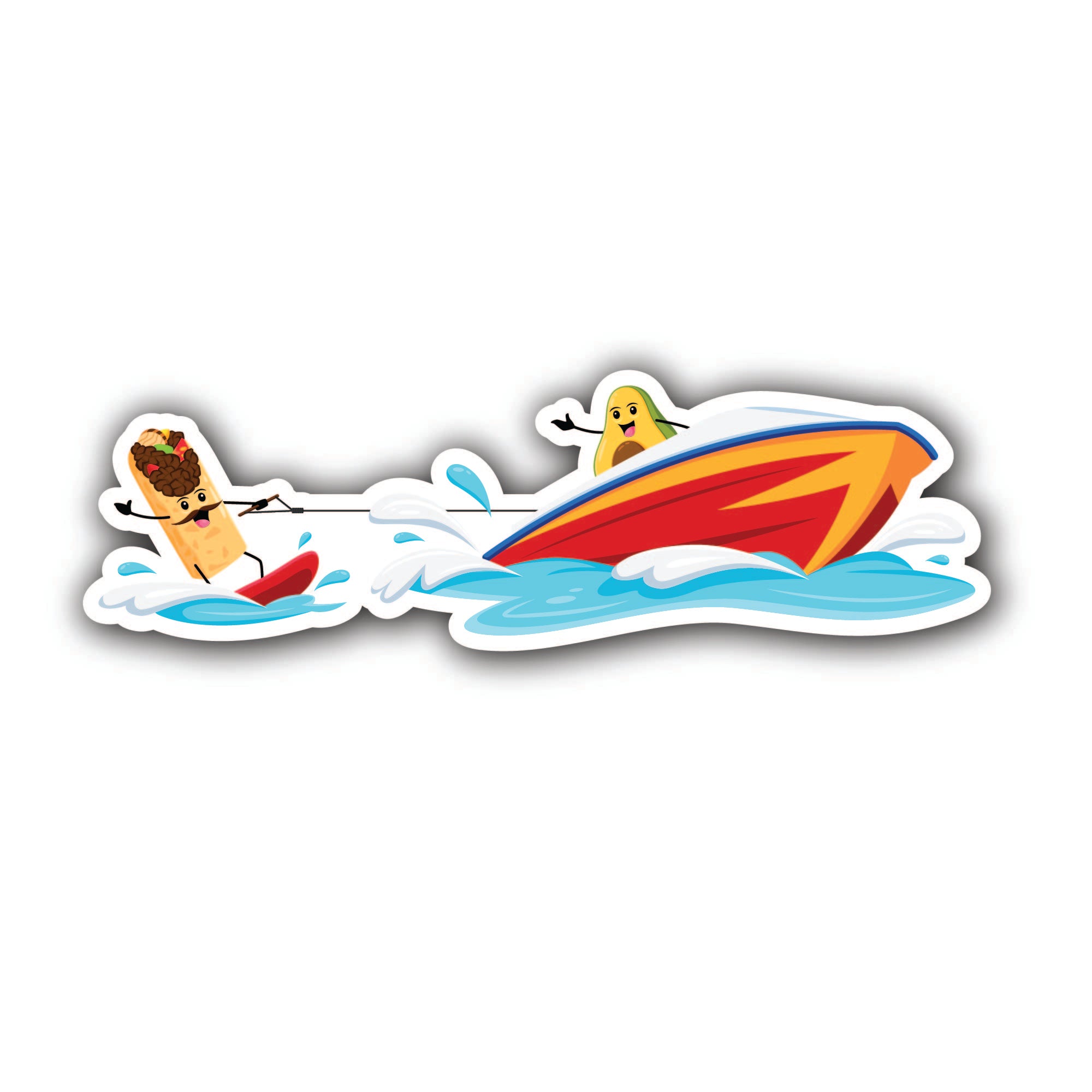 Banana Boat Watercraft Sticker, Waterproof Vinyl Decal Sticker Indoor Or Outdoor 2 (Pieces) 3" and 5"