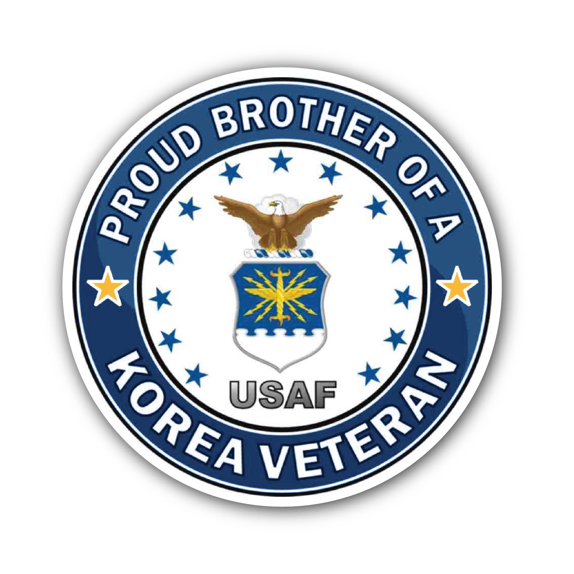 U.S. Air Force Proud Brother of a Korea Veteran Sticker, Waterproof Vinyl Decal Sticker Indoor Or Outdoor 2 (Pieces) 3" and 5"