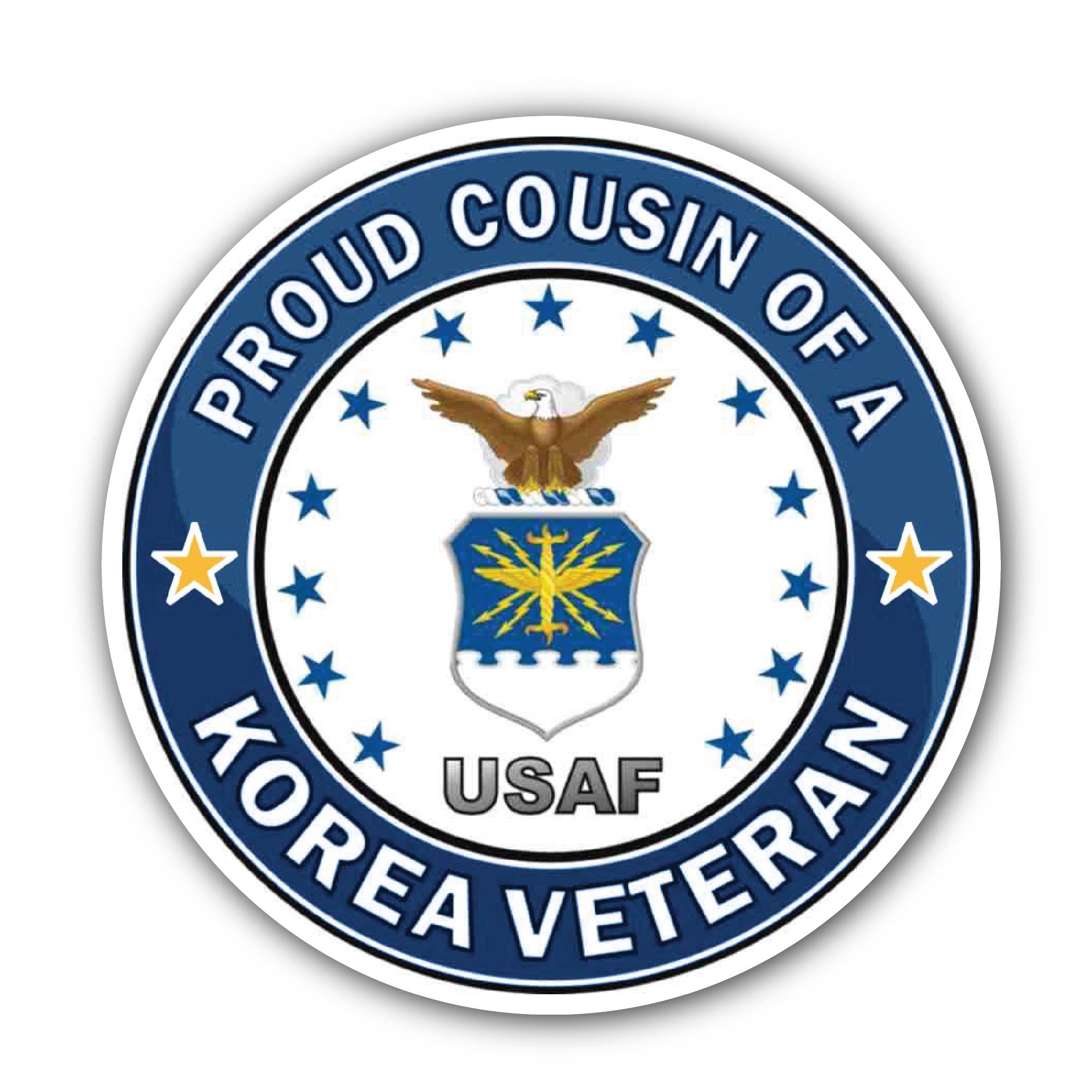 U.S. Air Force Proud Cousin of a Korea Veteran Sticker, Waterproof Vinyl Decal Sticker Indoor Or Outdoor 2 (Pieces) 3" and 5"