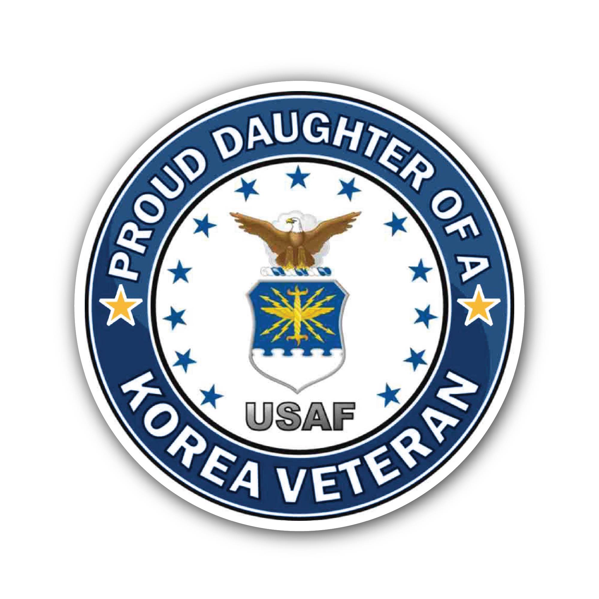U.S. Air Force Proud Daughter of a Korea Veteran Sticker, Waterproof Vinyl Decal Sticker Indoor Or Outdoor 2 (Pieces) 3" and 5"