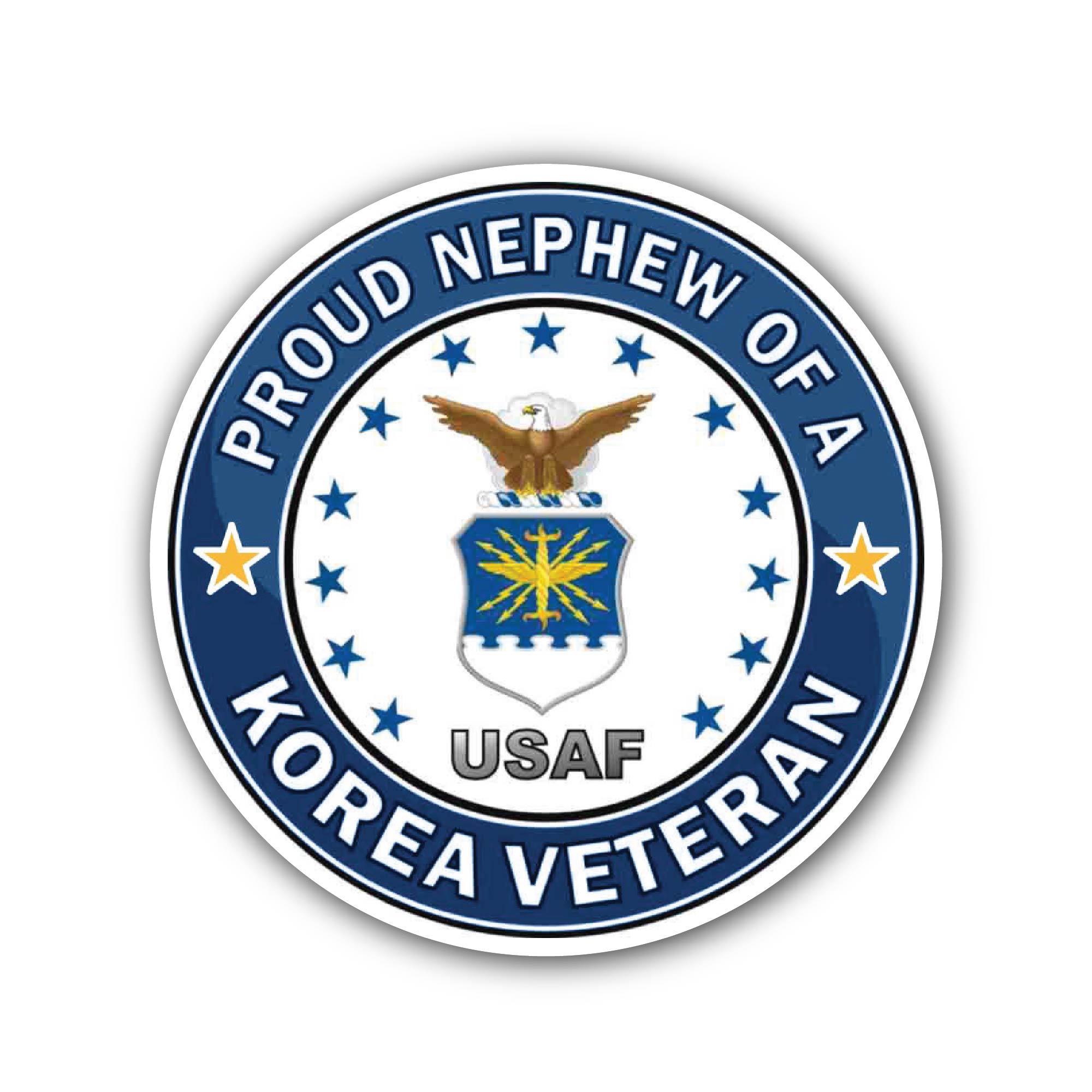 U.S. Air Force Proud Nephew of a Korea Veteran Sticker, Waterproof Vinyl Decal Sticker Indoor Or Outdoor 2 (Pieces) 3" and 5"