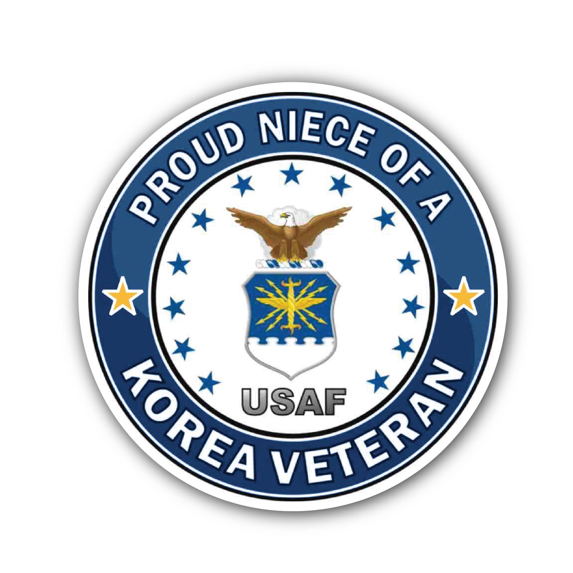 U.S. Air Force Proud Niece of a Korea Veteran Sticker, Waterproof Vinyl Decal Sticker Indoor Or Outdoor 2 (Pieces) 3" and 5"