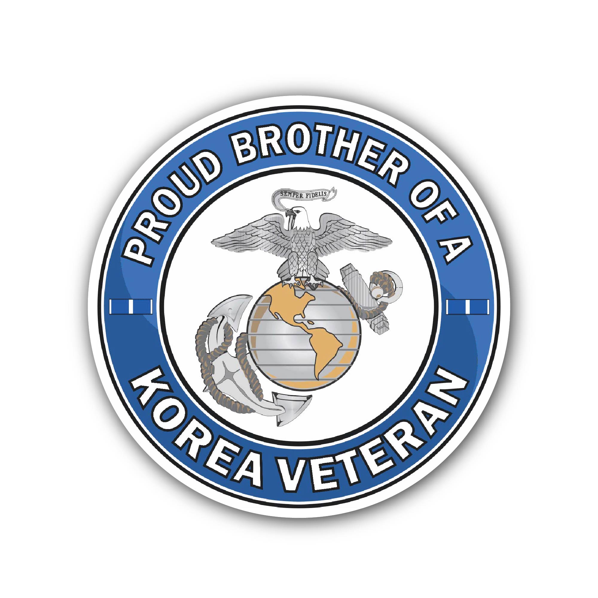 U.S. Marine Corps Proud Brother of a Korea Veteran Sticker, Waterproof Vinyl Decal Sticker Indoor Or Outdoor 2 (Pieces) 3" and 5"