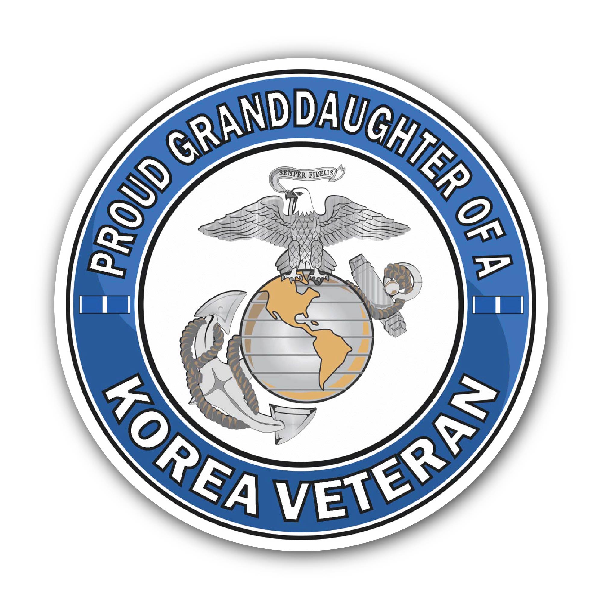 U.S. Marine Corps Proud Granddaughter of a Korea Veteran Sticker, Waterproof Vinyl Decal Sticker Indoor Or Outdoor 2 (Pieces) 3" and 5"