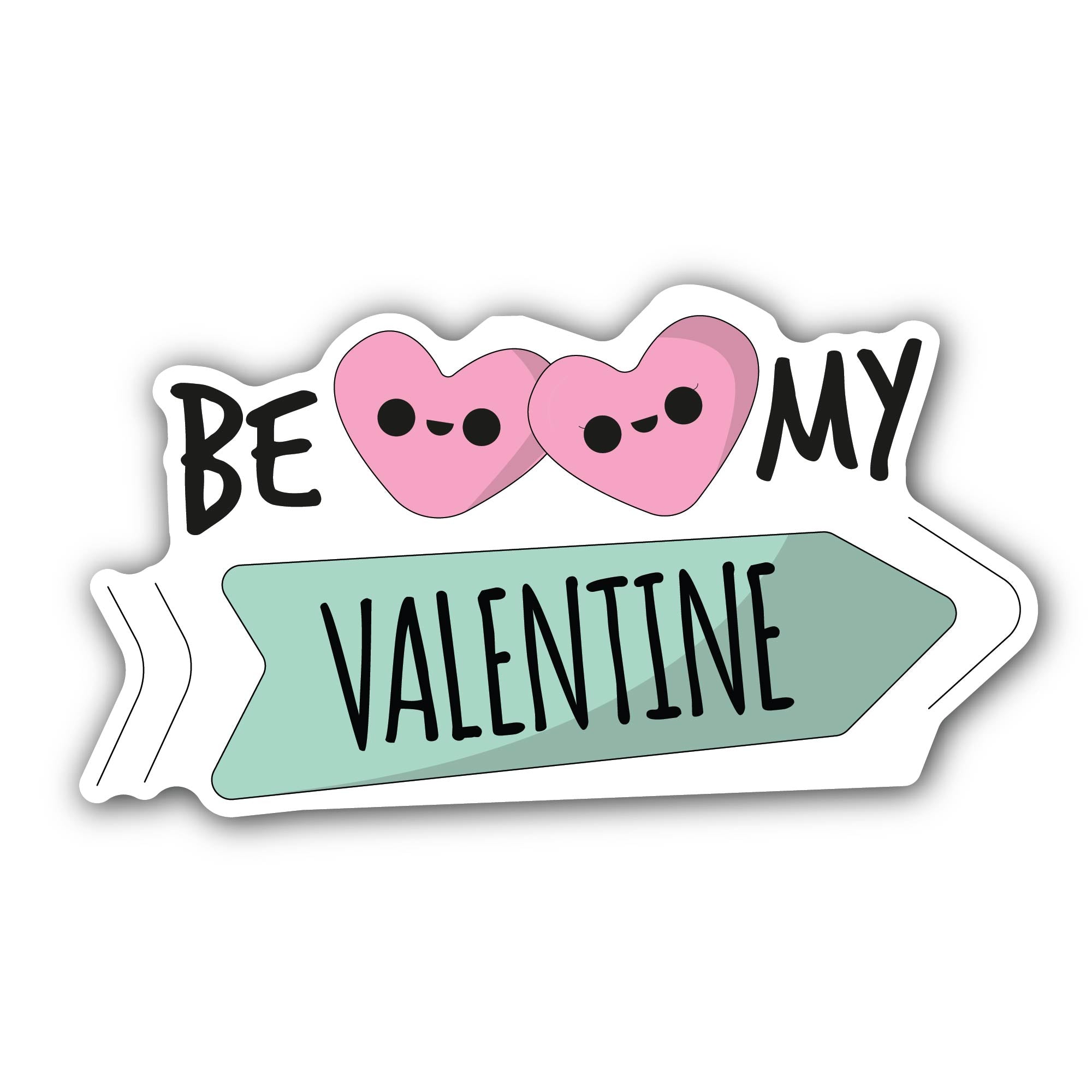 Small Hart and Be My Valentine Text Sticker, Waterproof Vinyl Decal Sticker Indoor Or Outdoor 2 (Pieces) 3" and 5"