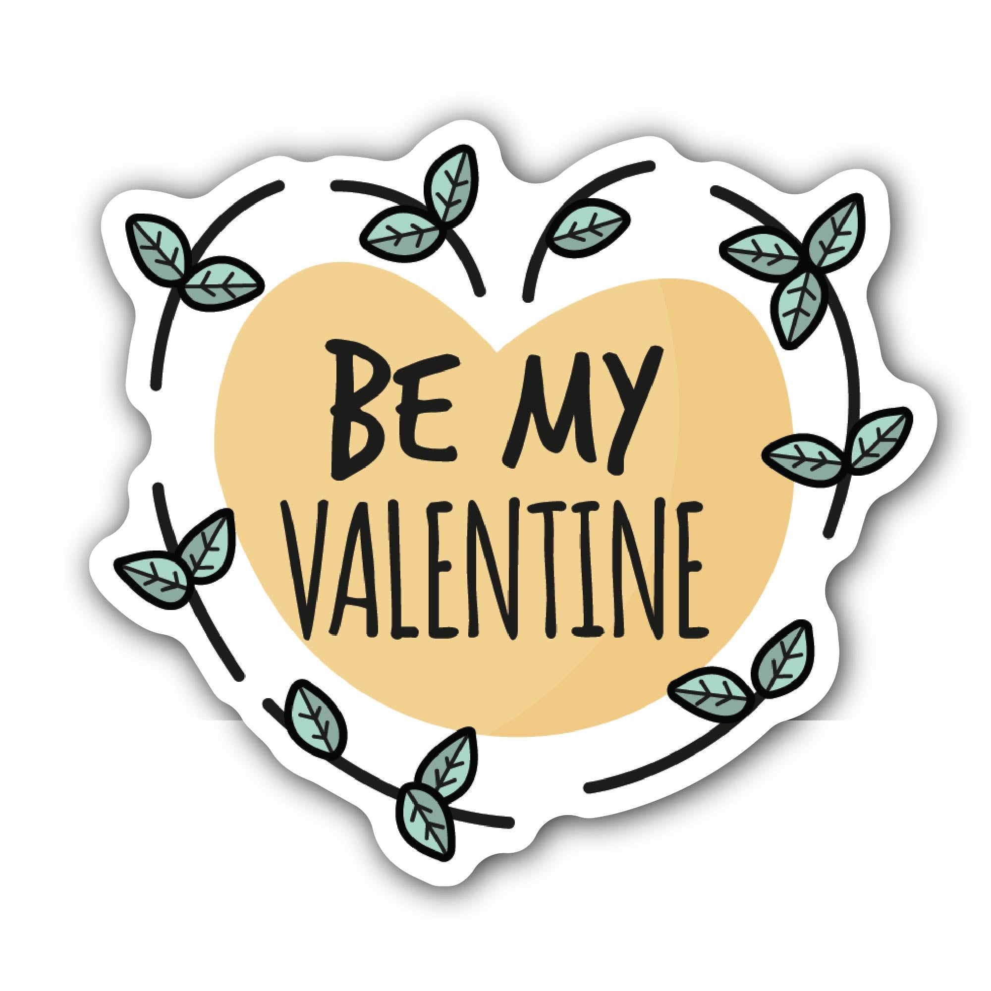 Be My Valentine Text Sticker, Waterproof Vinyl Decal Sticker Indoor Or Outdoor 2 (Pieces) 3" and 5"