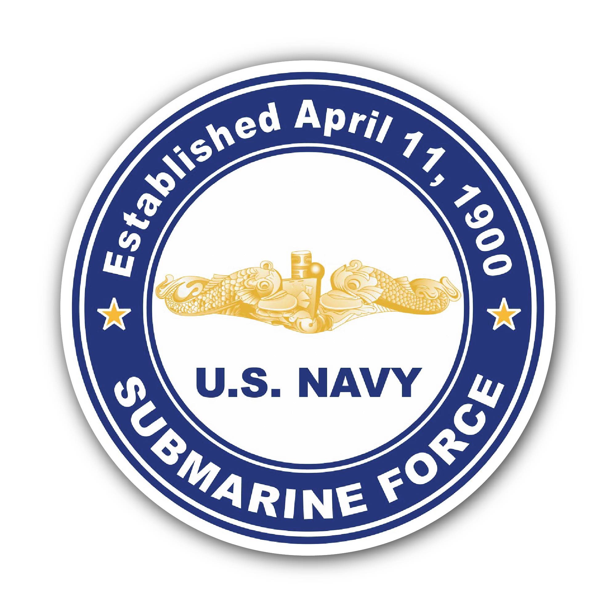 Established April 11, 1900 Submarine Force Gold Dolphins Sticker, Waterproof Vinyl Decal Sticker Indoor Or Outdoor 2 (Pieces) 3" and 5"