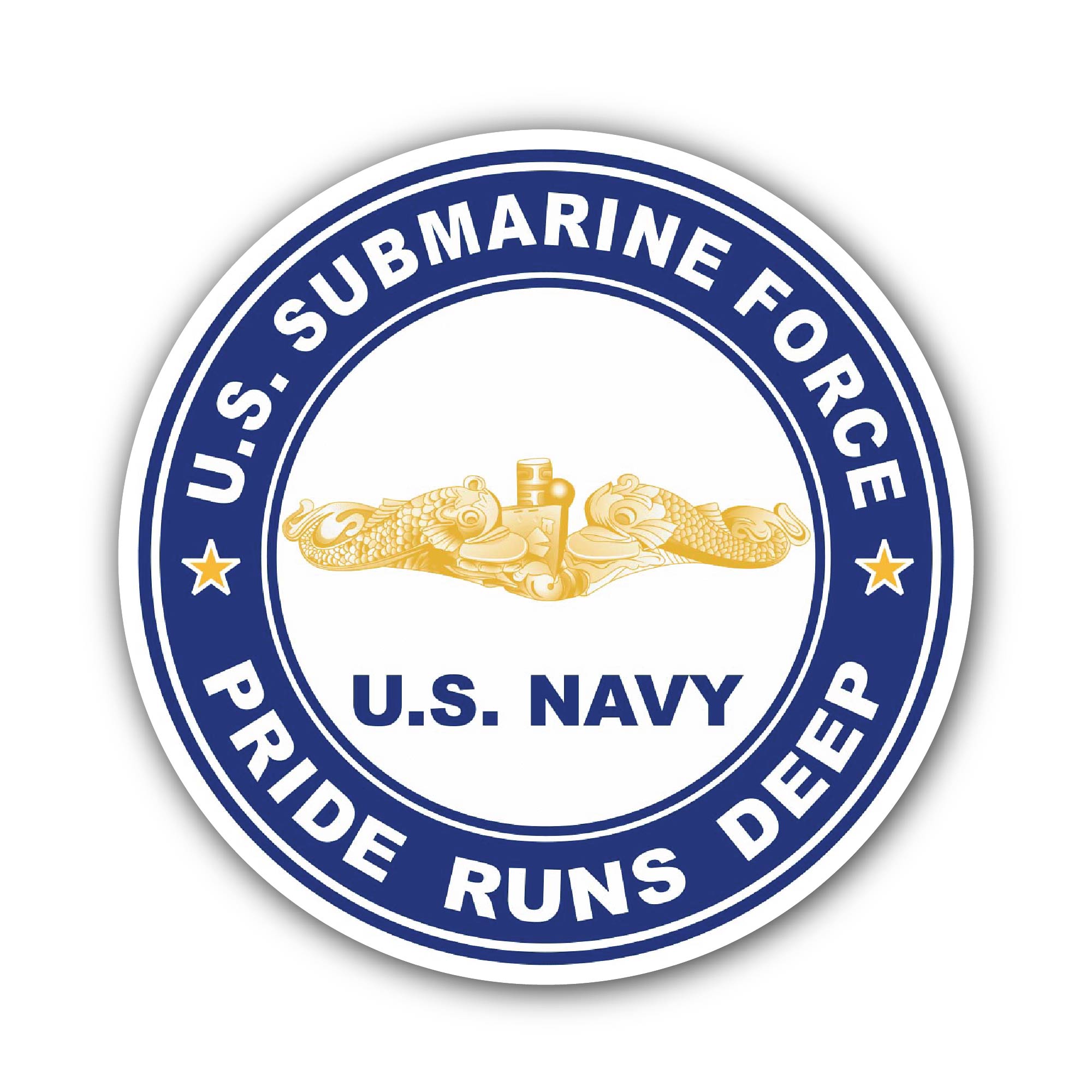 US Submarine Force Pride Runs Deep Gold Dolphins Sticker, Waterproof Vinyl Decal Sticker Indoor Or Outdoor 2 (Pieces) 3" and 5"