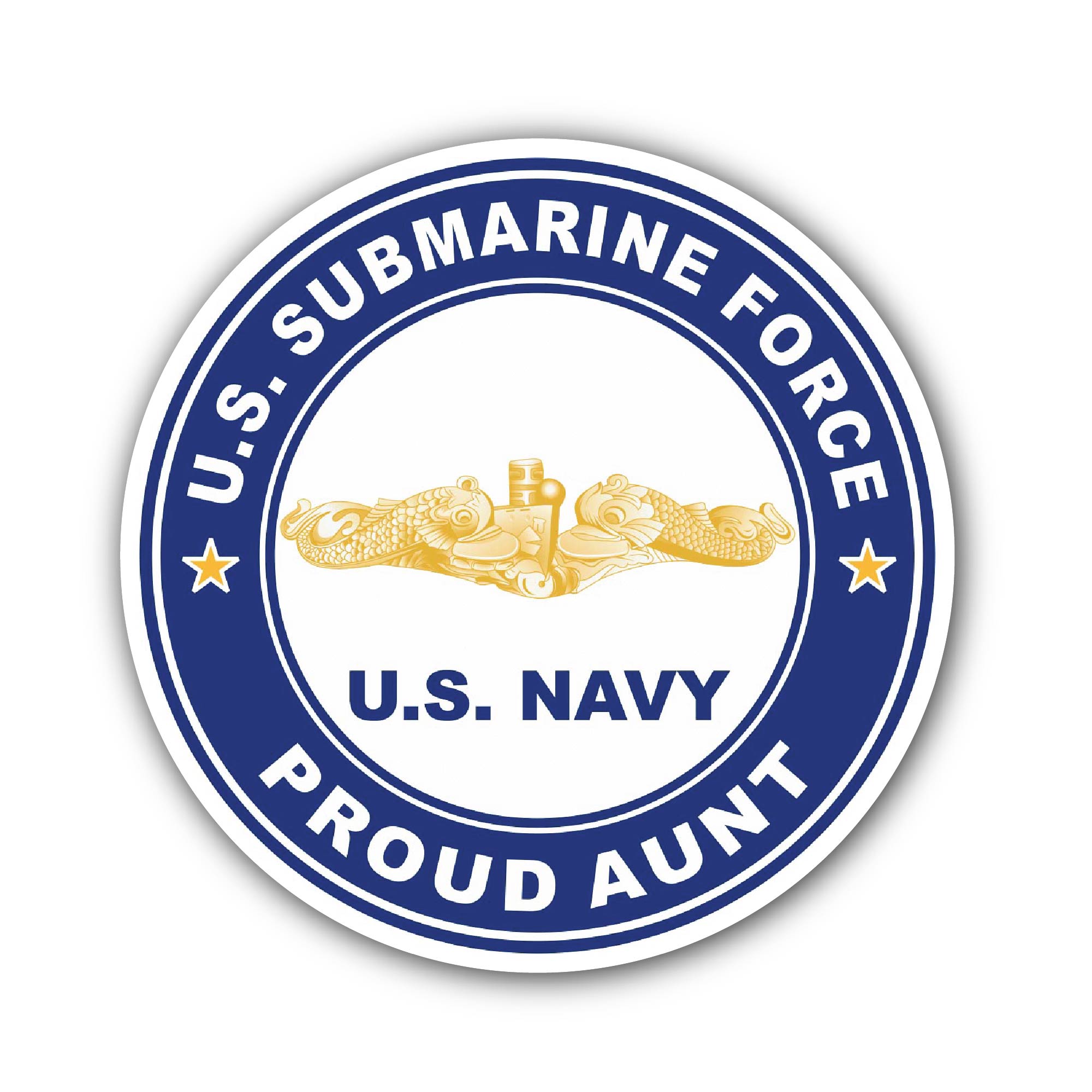 US Submarine Force Proud Aunt Gold Dolphins Sticker, Waterproof Vinyl Decal Sticker Indoor Or Outdoor 2 (Pieces) 3" and 5"